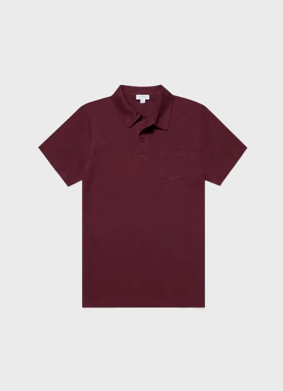 Men's Riviera Polo Shirt in Vino sold by Sunspel