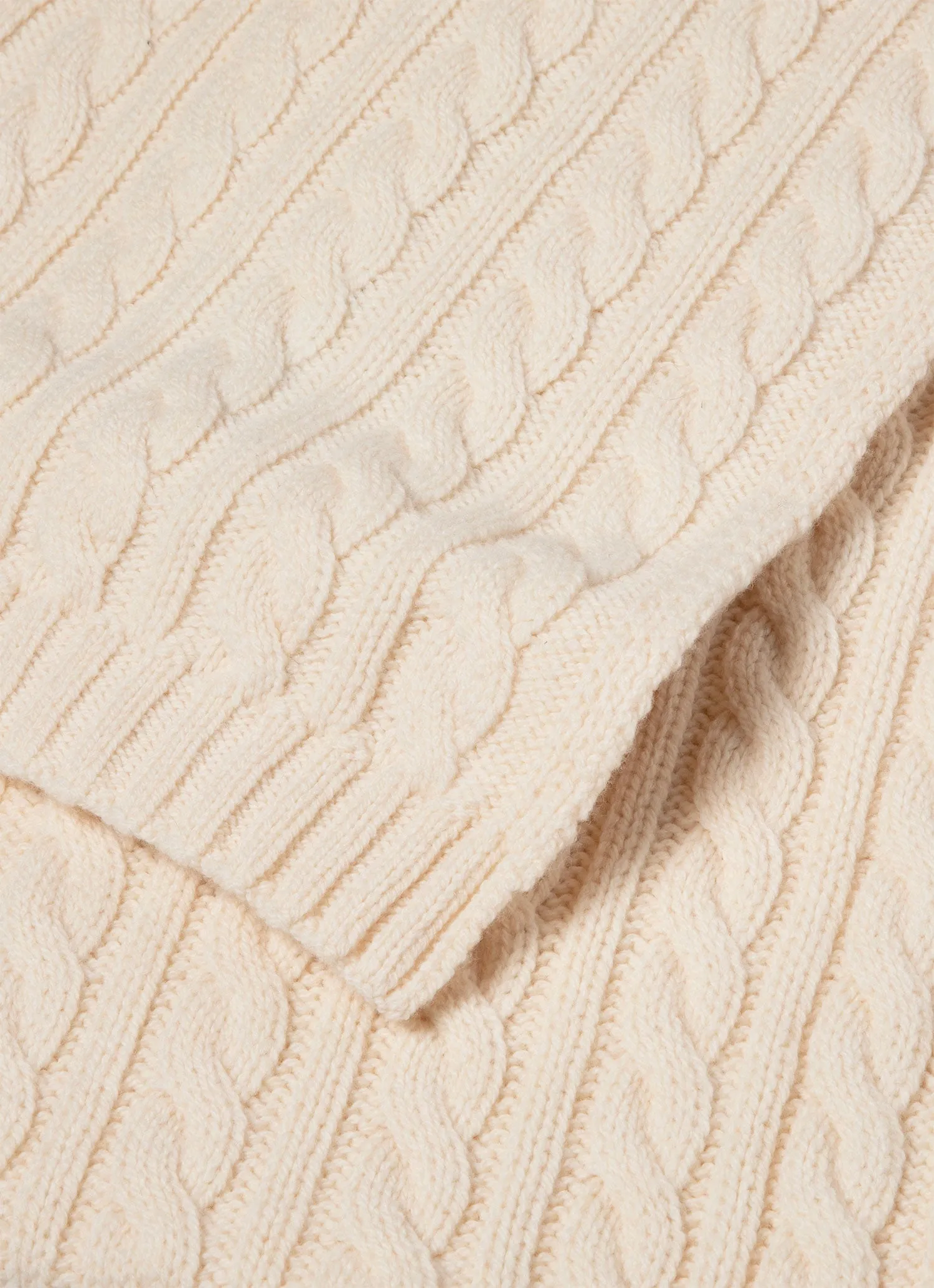 Lambswool Cable Scarf in Ecru sold by Sunspel product image thumbnail 2