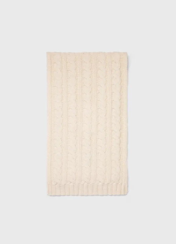 Lambswool Cable Scarf in Ecru sold by Sunspel
