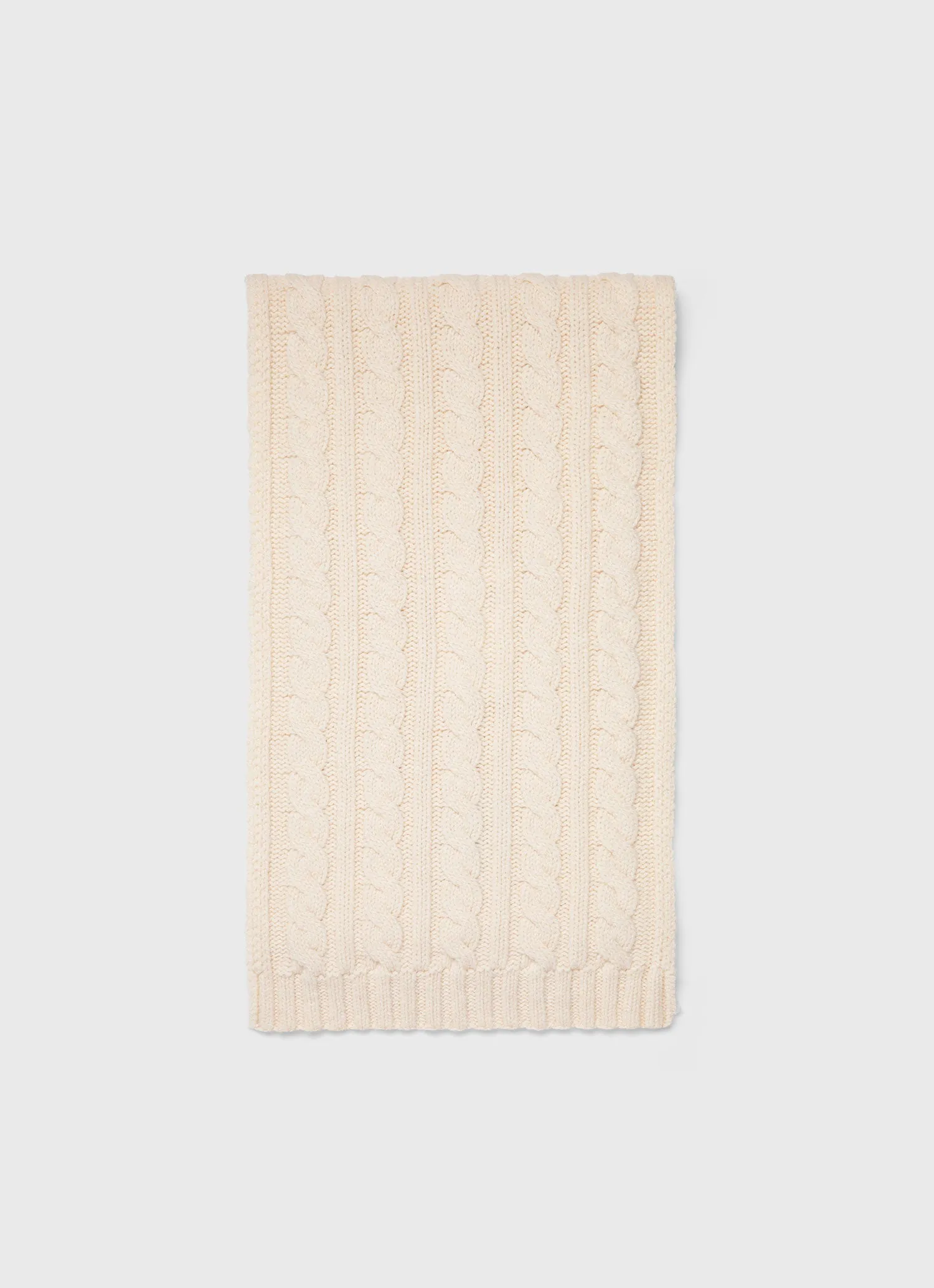Lambswool Cable Scarf in Ecru sold by Sunspel