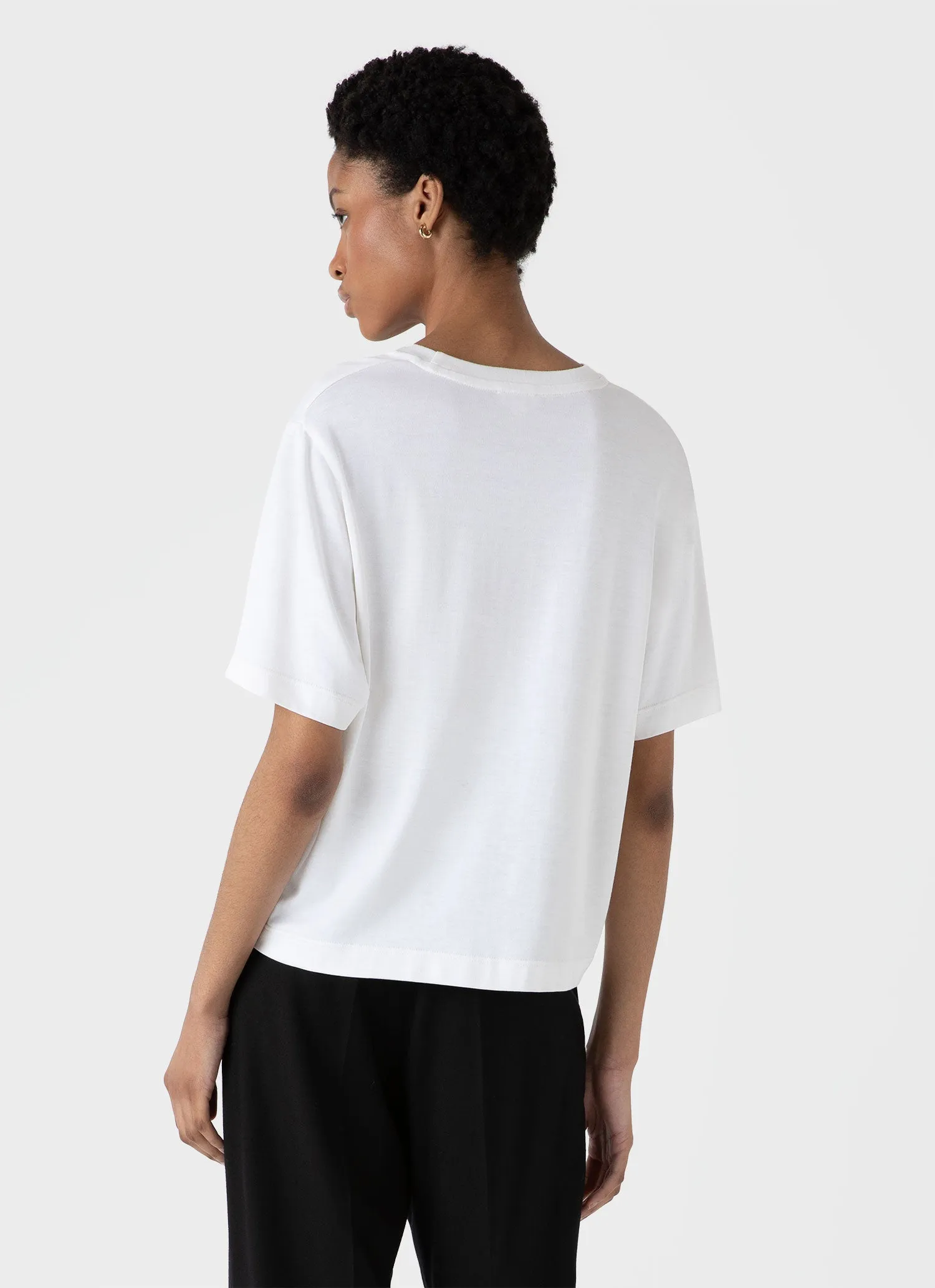 Women's Boxy Silk T-shirt in White sold by Sunspel product image thumbnail 3