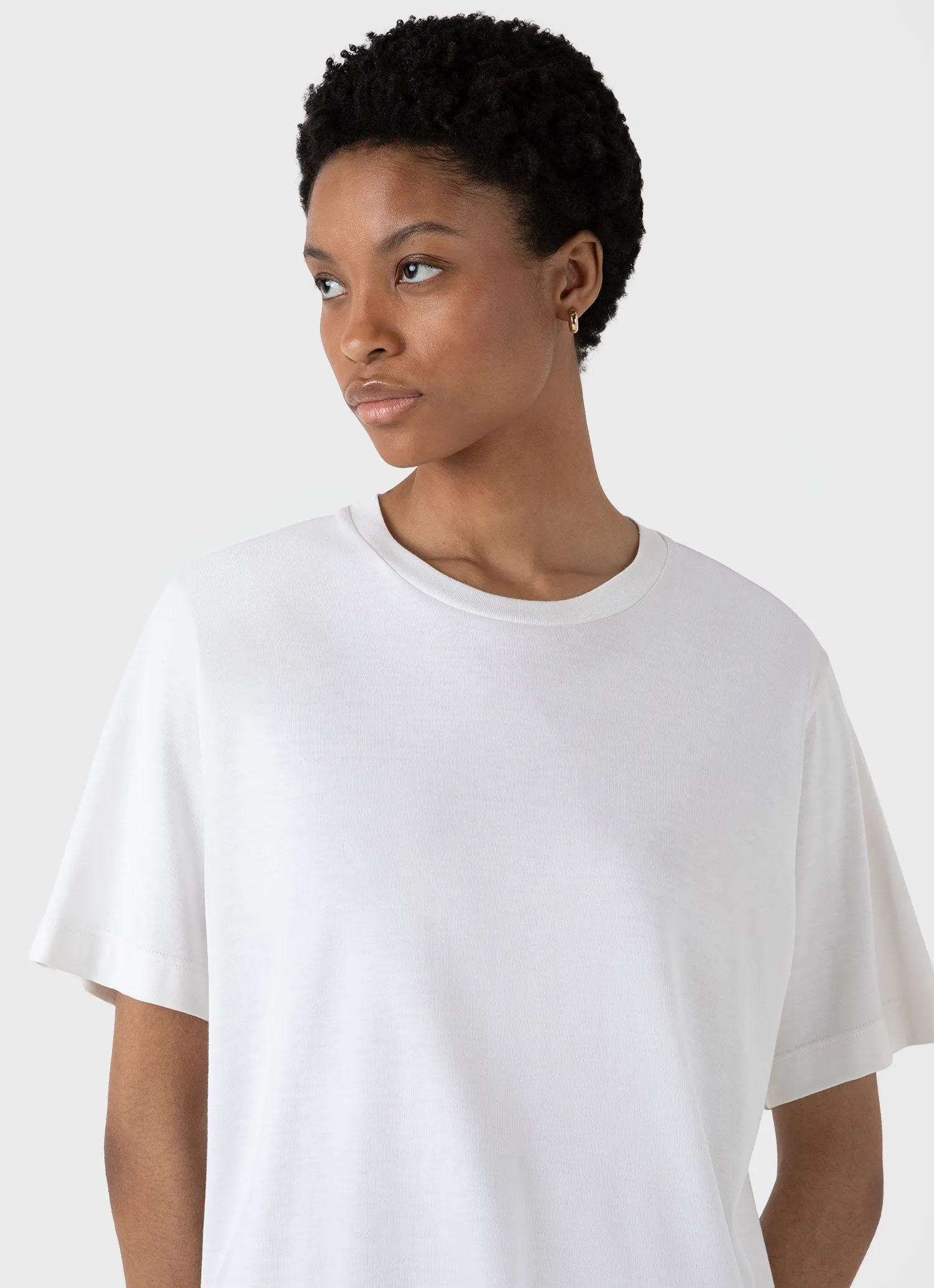 Women's Boxy Silk T-shirt in White sold by Sunspel product image thumbnail 4
