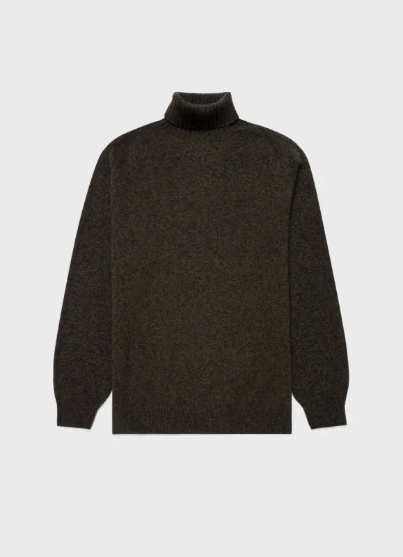 Men's Lambswool Roll Neck in Dark Moss sold by Sunspel