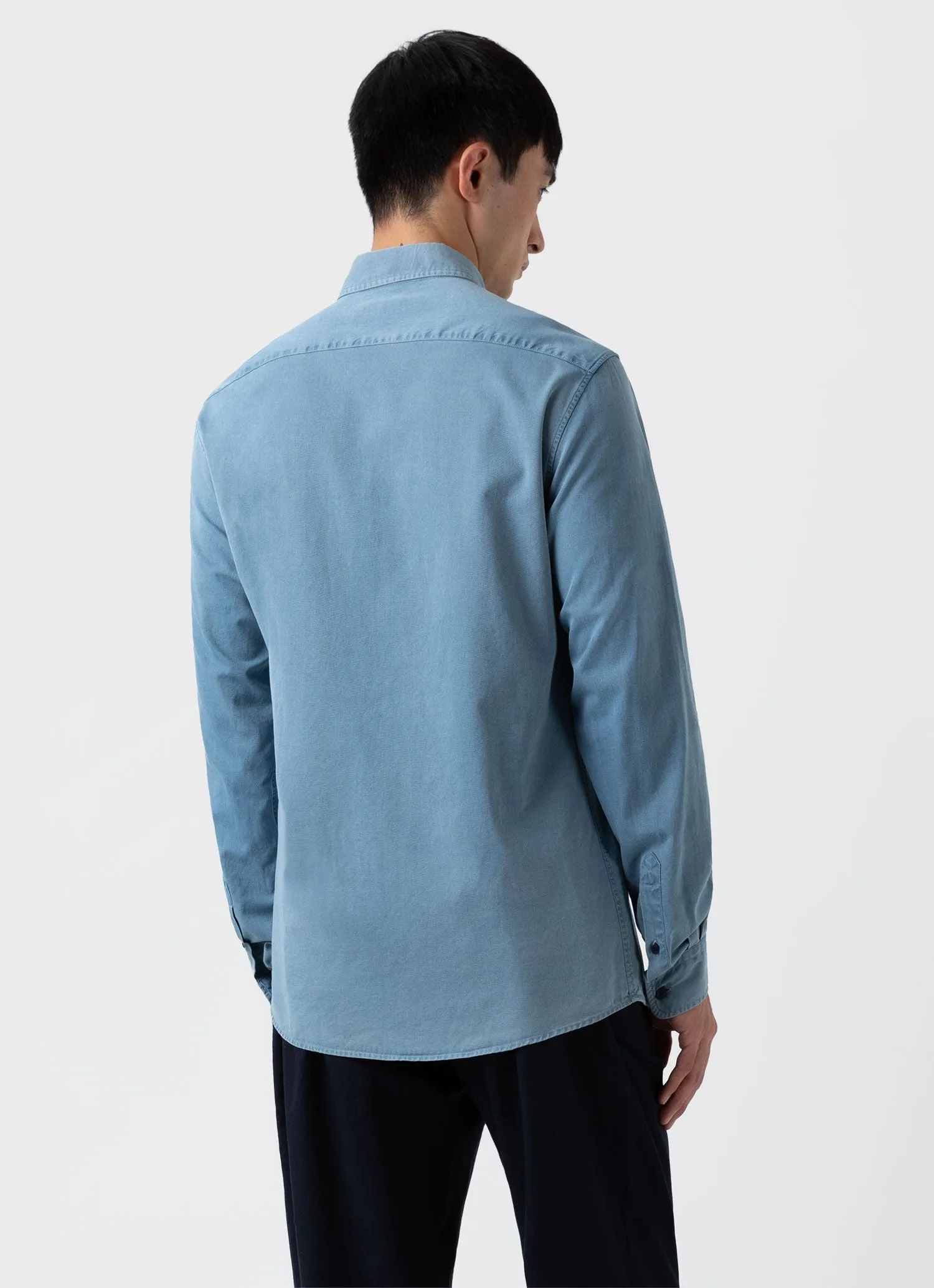 Men's Button Down Denim Shirt in Light Indigo sold by Sunspel product image thumbnail 4