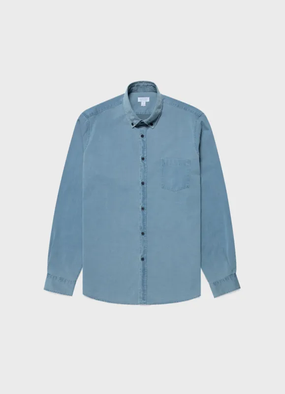 Men's Button Down Denim Shirt in Light Indigo sold by Sunspel