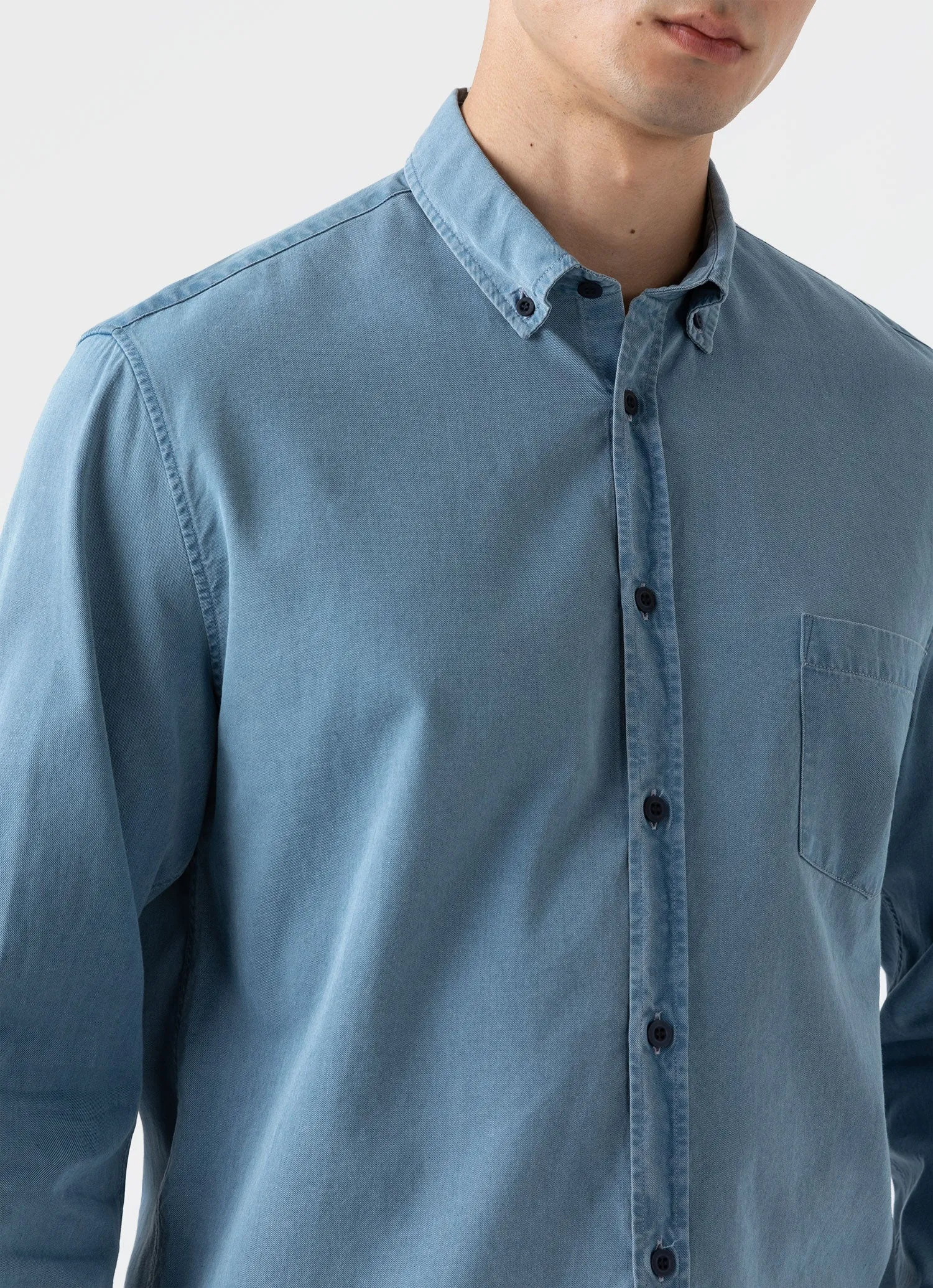 Men's Button Down Denim Shirt in Light Indigo sold by Sunspel product image thumbnail 5