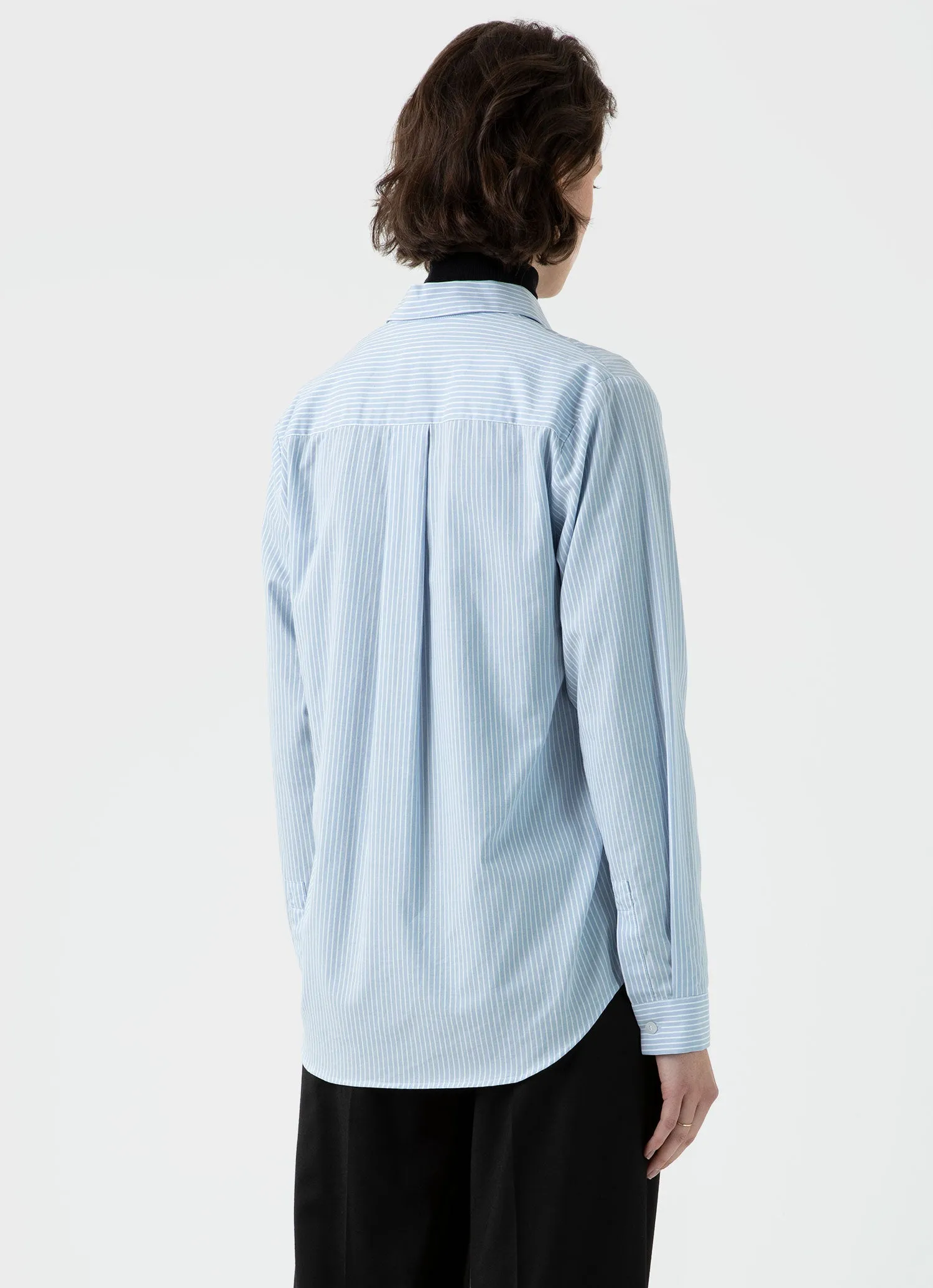 Women's Cotton Shirt in Light Blue/White sold by Sunspel product image thumbnail 4
