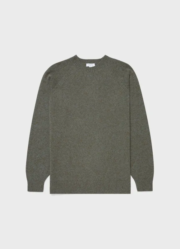 Men's Lambswool Crew Neck Jumper in Caper sold by Sunspel