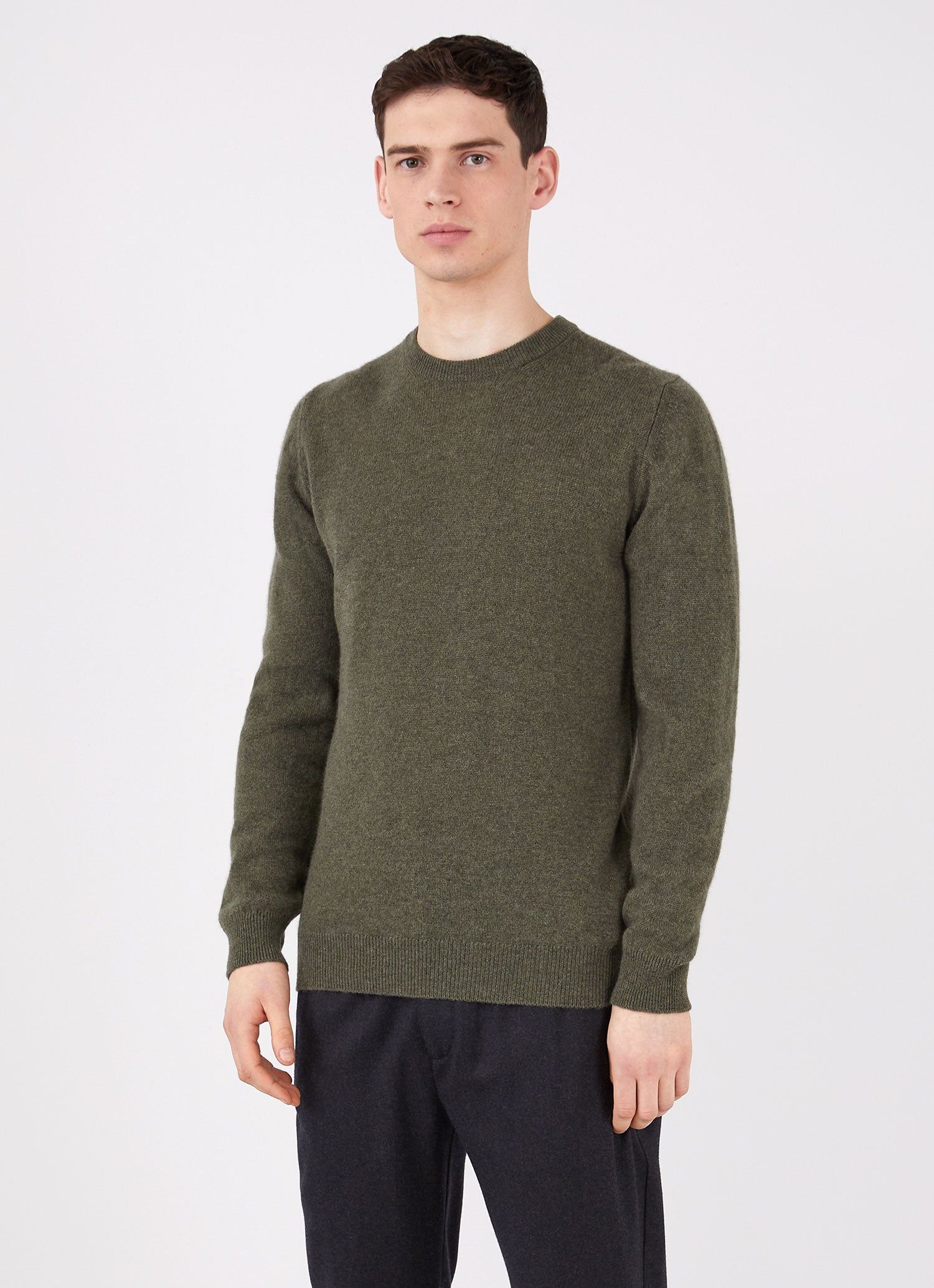 Men's Cashmere Crew Neck Jumper in Dark Moss sold by Sunspel product image thumbnail 2