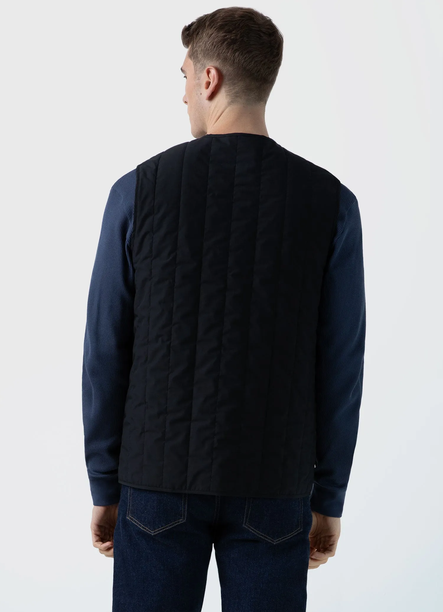 Men's Quilted Liner Gilet in Black sold by Sunspel product image thumbnail 5