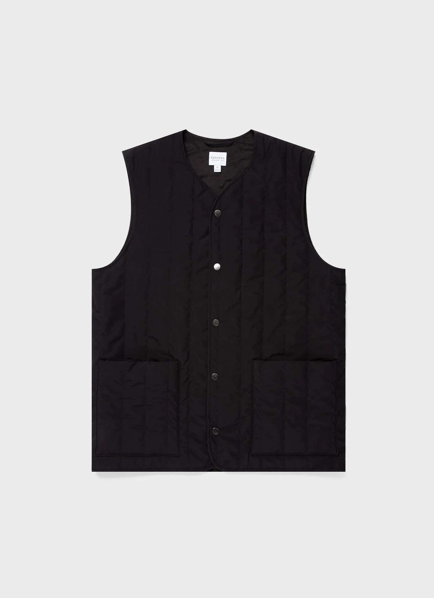 Men's Quilted Liner Gilet in Black sold by Sunspel