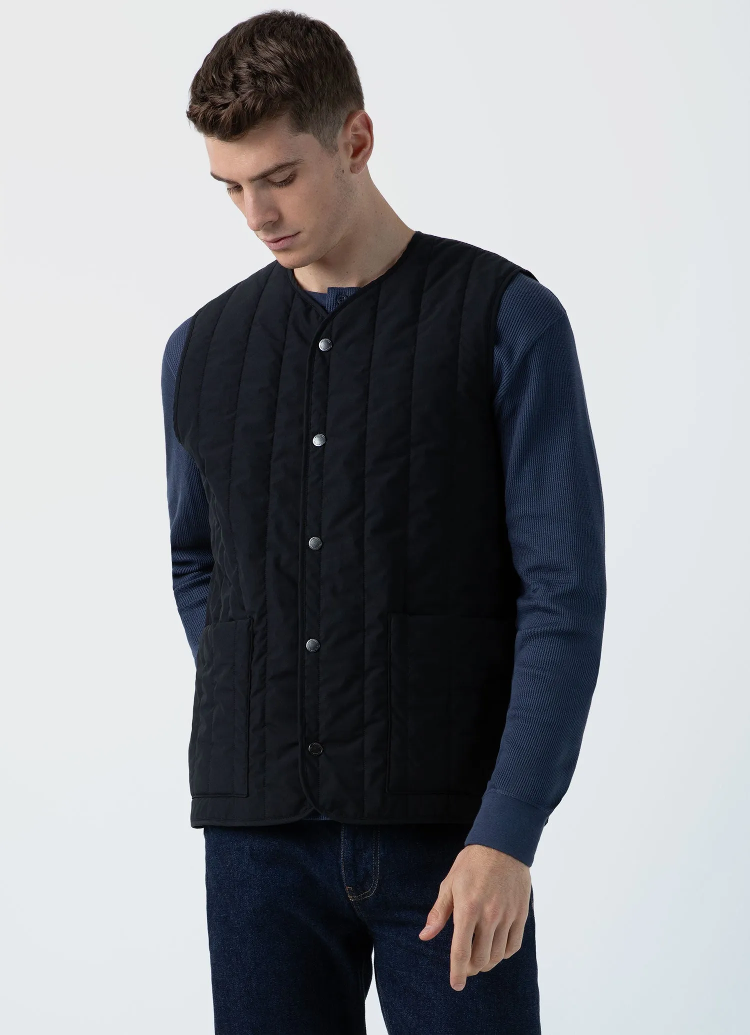 Men's Quilted Liner Gilet in Black sold by Sunspel product image thumbnail 2