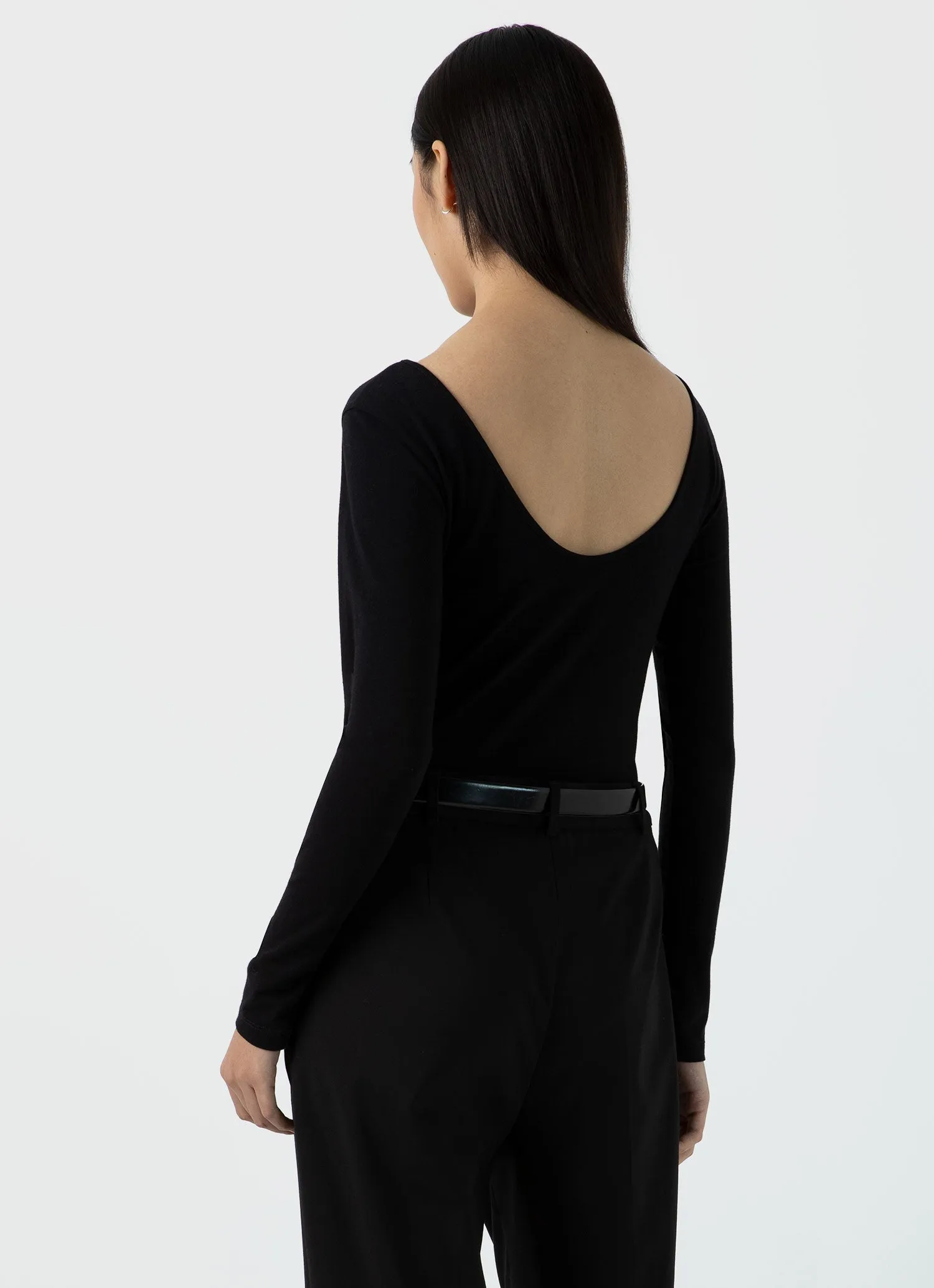 Women's Scoop Back Top in Black sold by Sunspel product image thumbnail 4