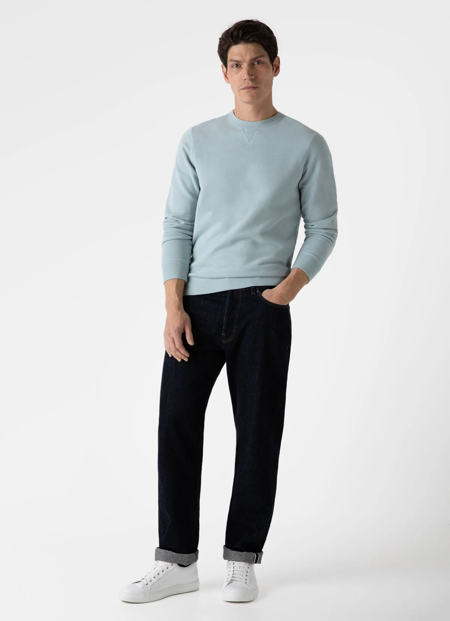 Men's Loopback Sweatshirt in Blue Sage sold by Sunspel product image thumbnail 3