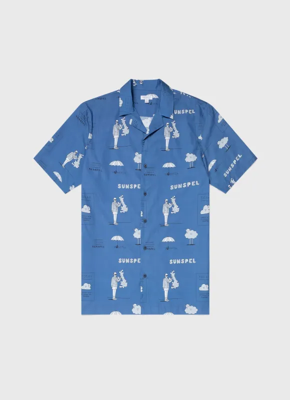 Men's Matt Blease Camp Collar Shirt in Today's Forecast Print sold by Sunspel