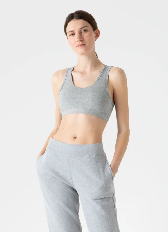 Women's Crop Top in Grey Melange sold by Sunspel