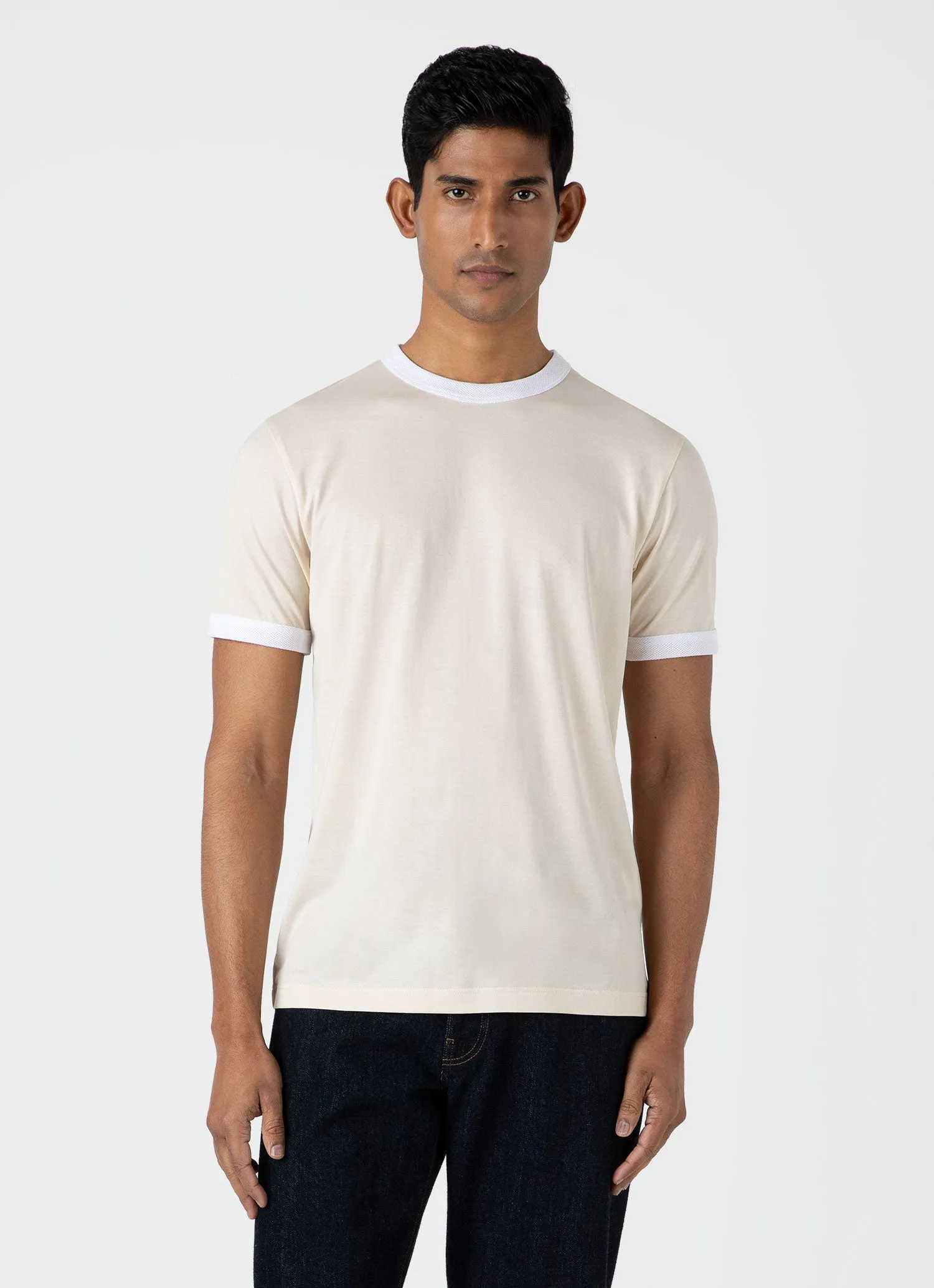 Men's Classic Ringer T-shirt in White sold by Sunspel product image thumbnail 2