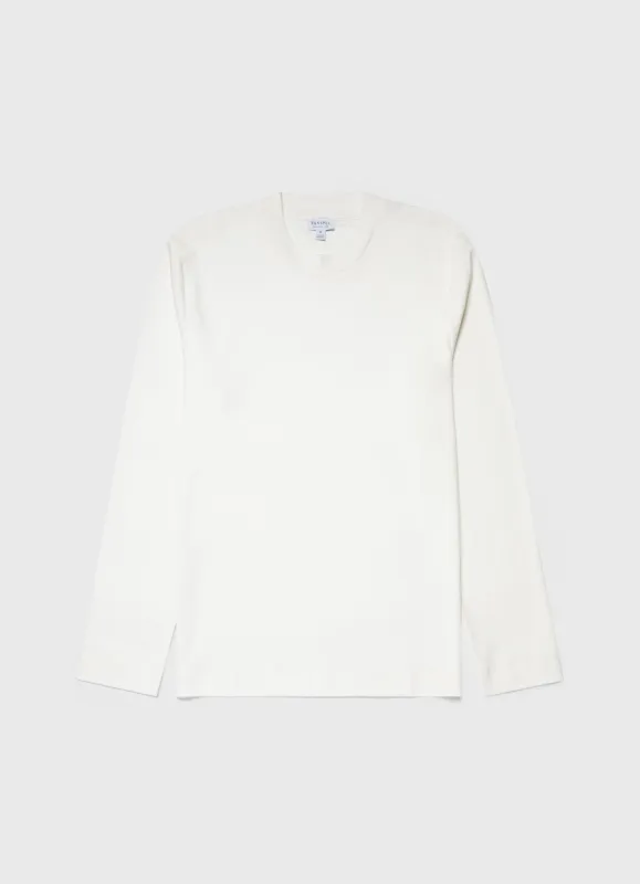 Men's Brushed Cotton Long Sleeve T-shirt in Ecru sold by Sunspel