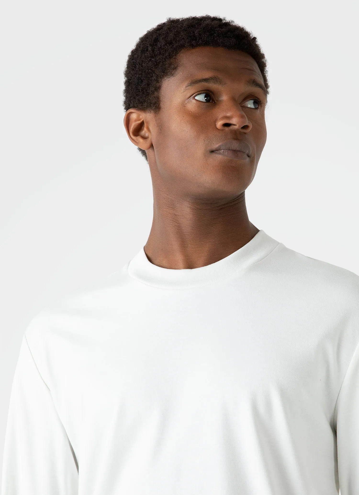 Men's Brushed Cotton Long Sleeve T-shirt in Ecru sold by Sunspel product image thumbnail 5