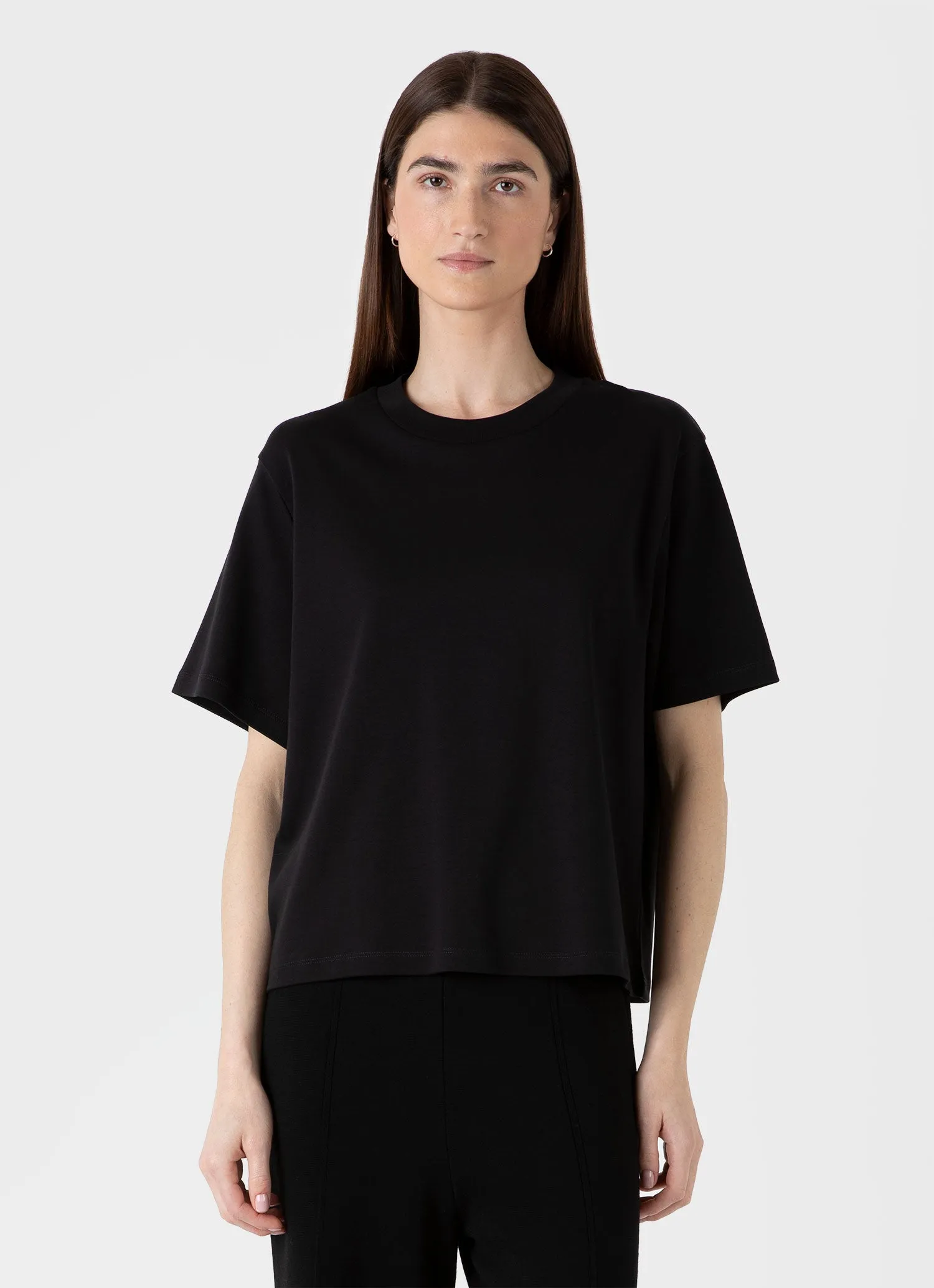Women's Boxy Heavyweight T-shirt in Black sold by Sunspel
