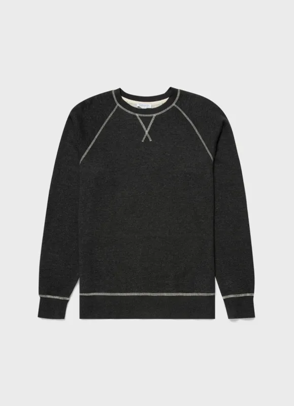 Men's Japanese Loopwheel Sweatshirt in Charcoal Melange sold by Sunspel