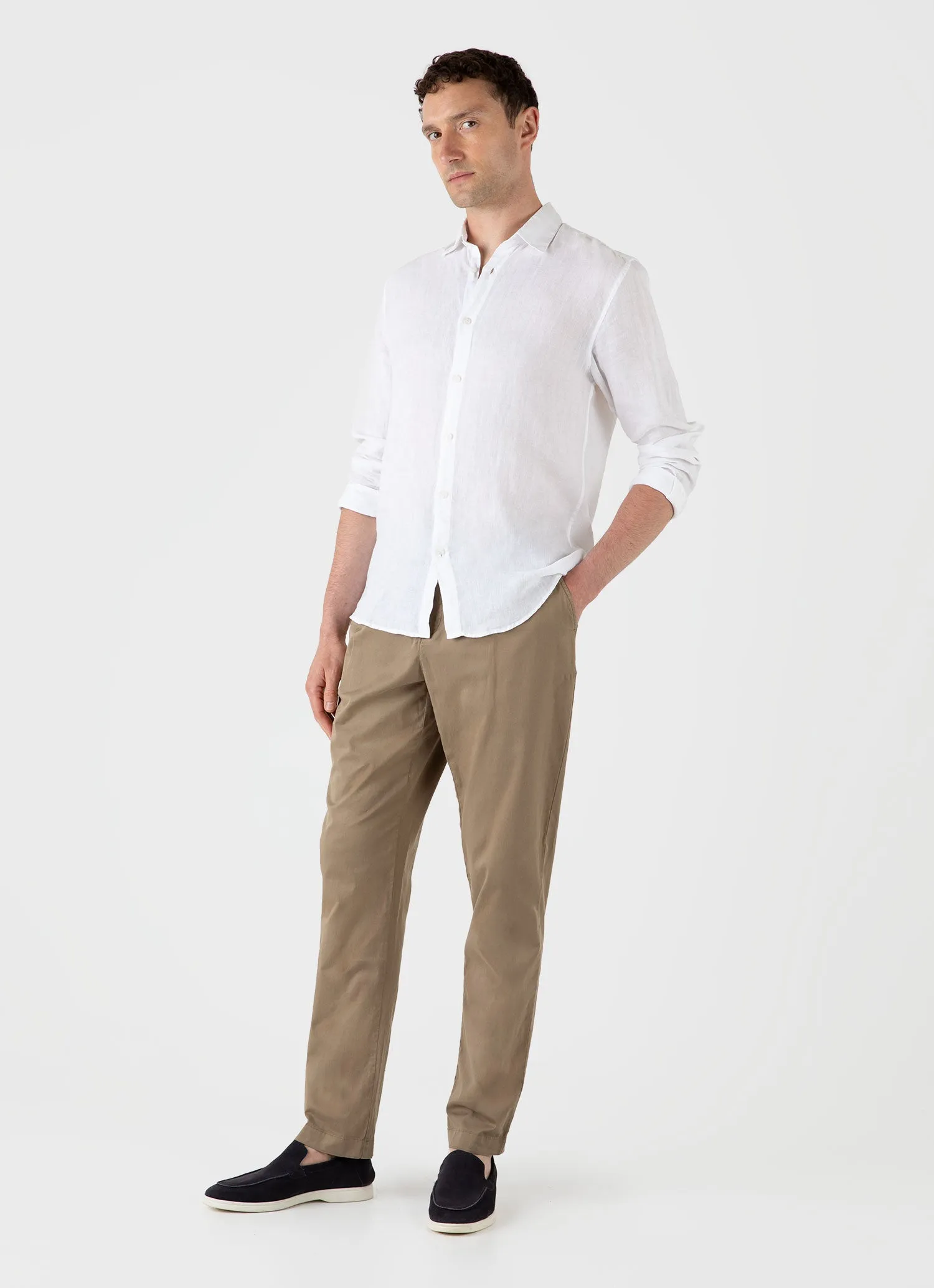 Men's Linen Shirt in White sold by Sunspel product image thumbnail 3