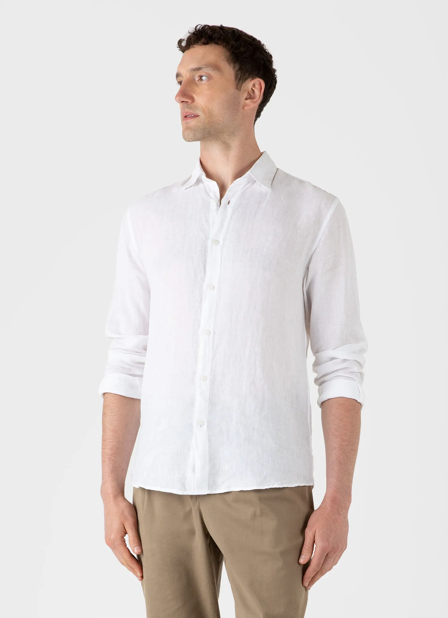 Men's Linen Shirt in White sold by Sunspel product image thumbnail 2