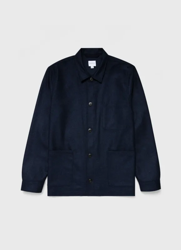 Men's Wool Twin Pocket Jacket in Light Navy Melange sold by Sunspel