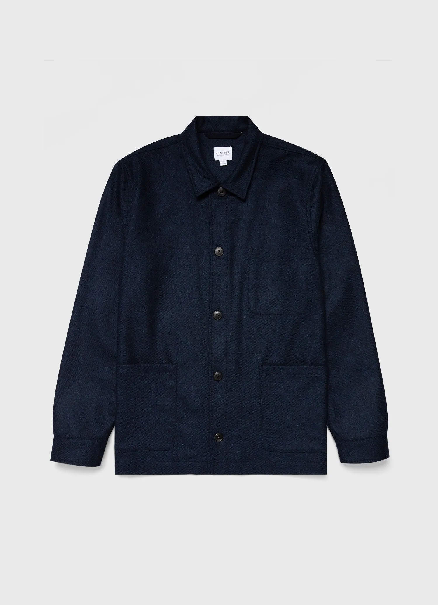 Men's Wool Twin Pocket Jacket in Light Navy Melange sold by Sunspel