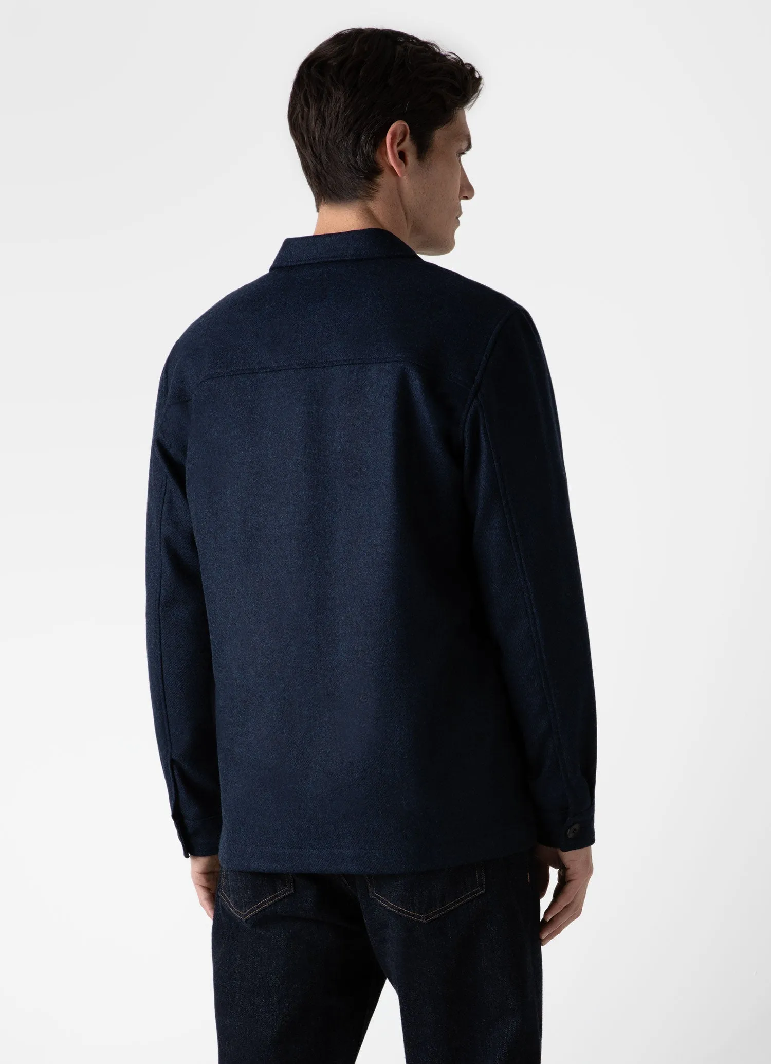 Men's Wool Twin Pocket Jacket in Light Navy Melange sold by Sunspel product image thumbnail 4