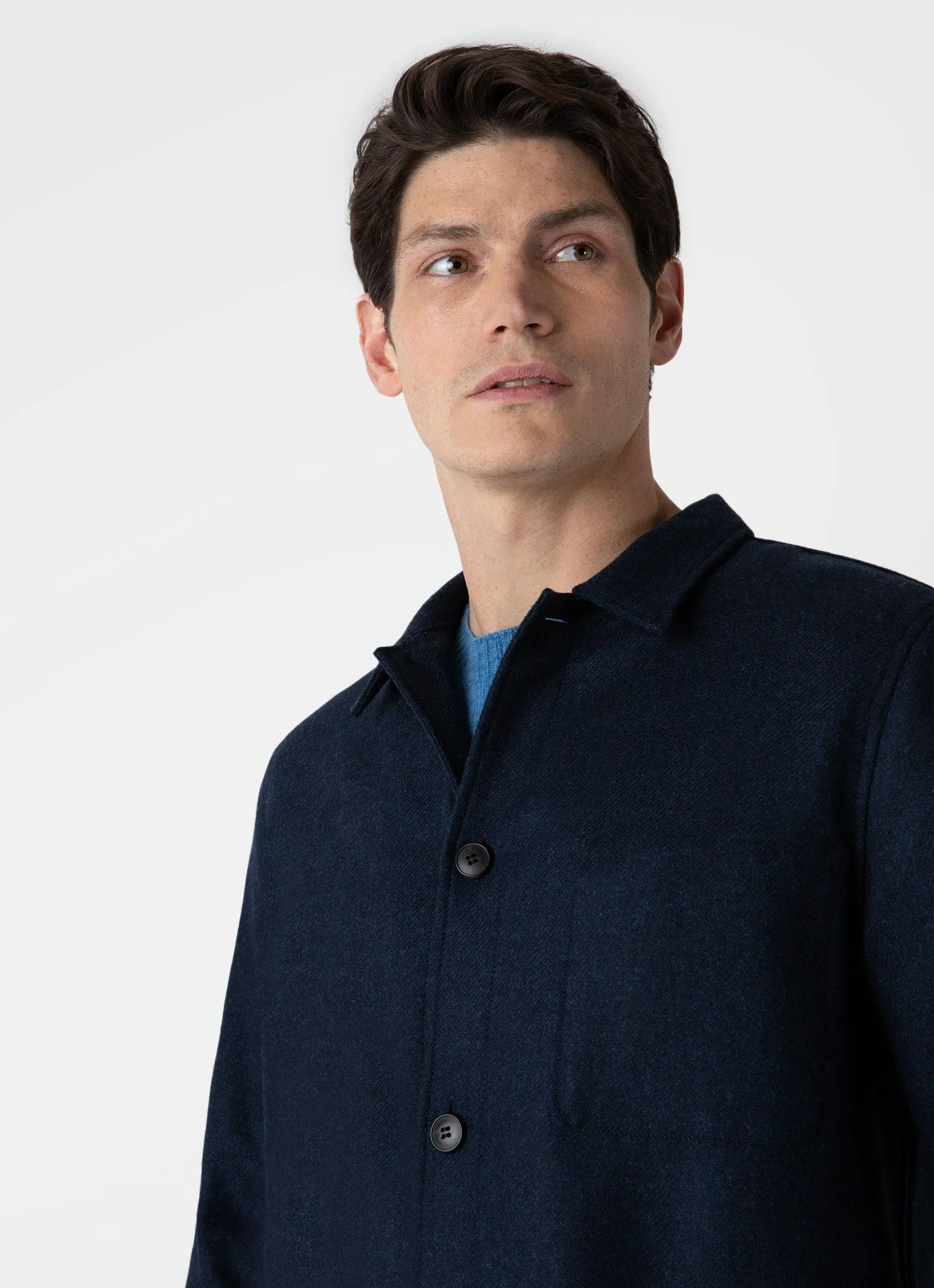 Men's Wool Twin Pocket Jacket in Light Navy Melange sold by Sunspel product image thumbnail 5
