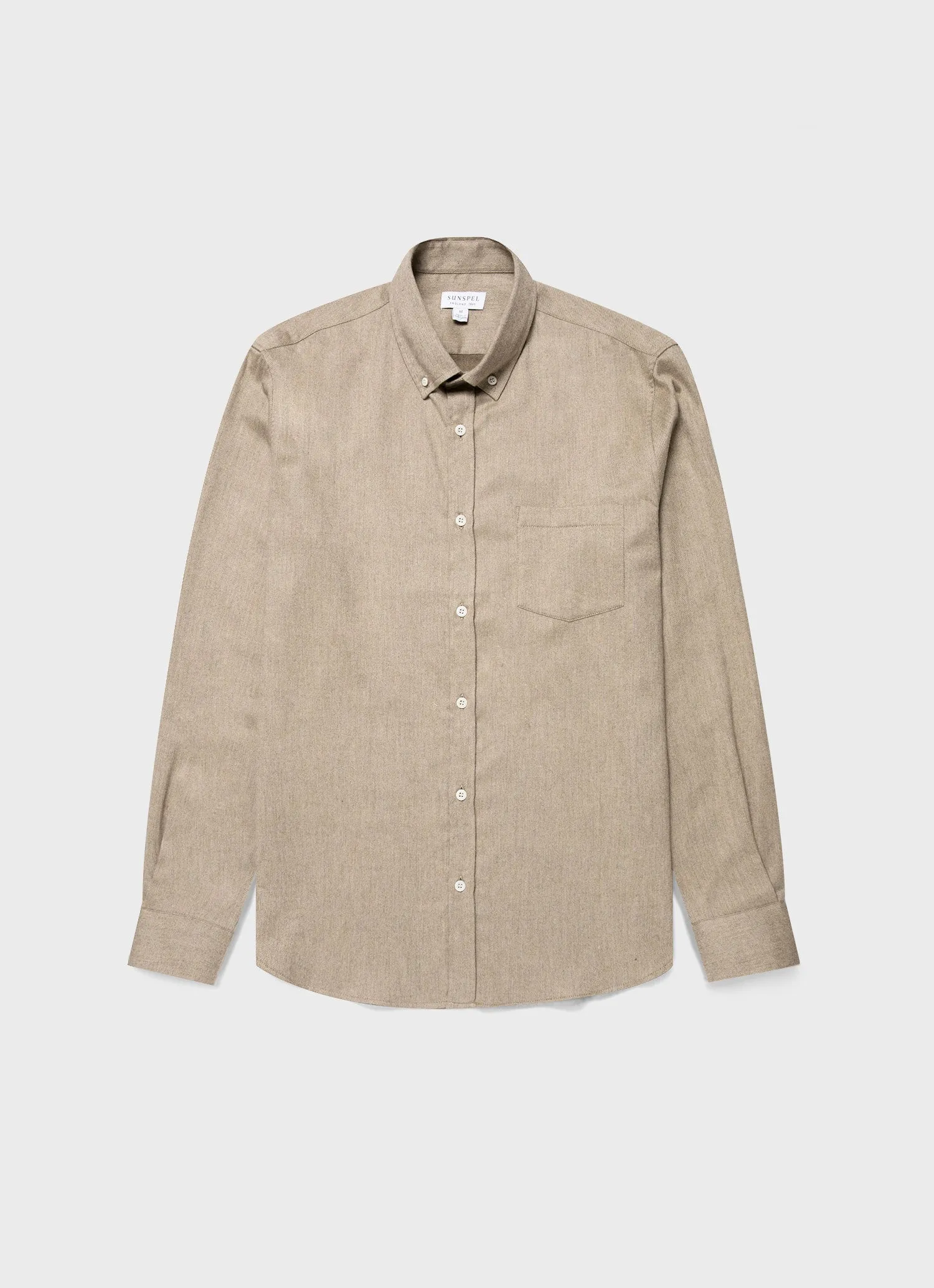 Men's Button Down Flannel Shirt in Sandstone sold by Sunspel