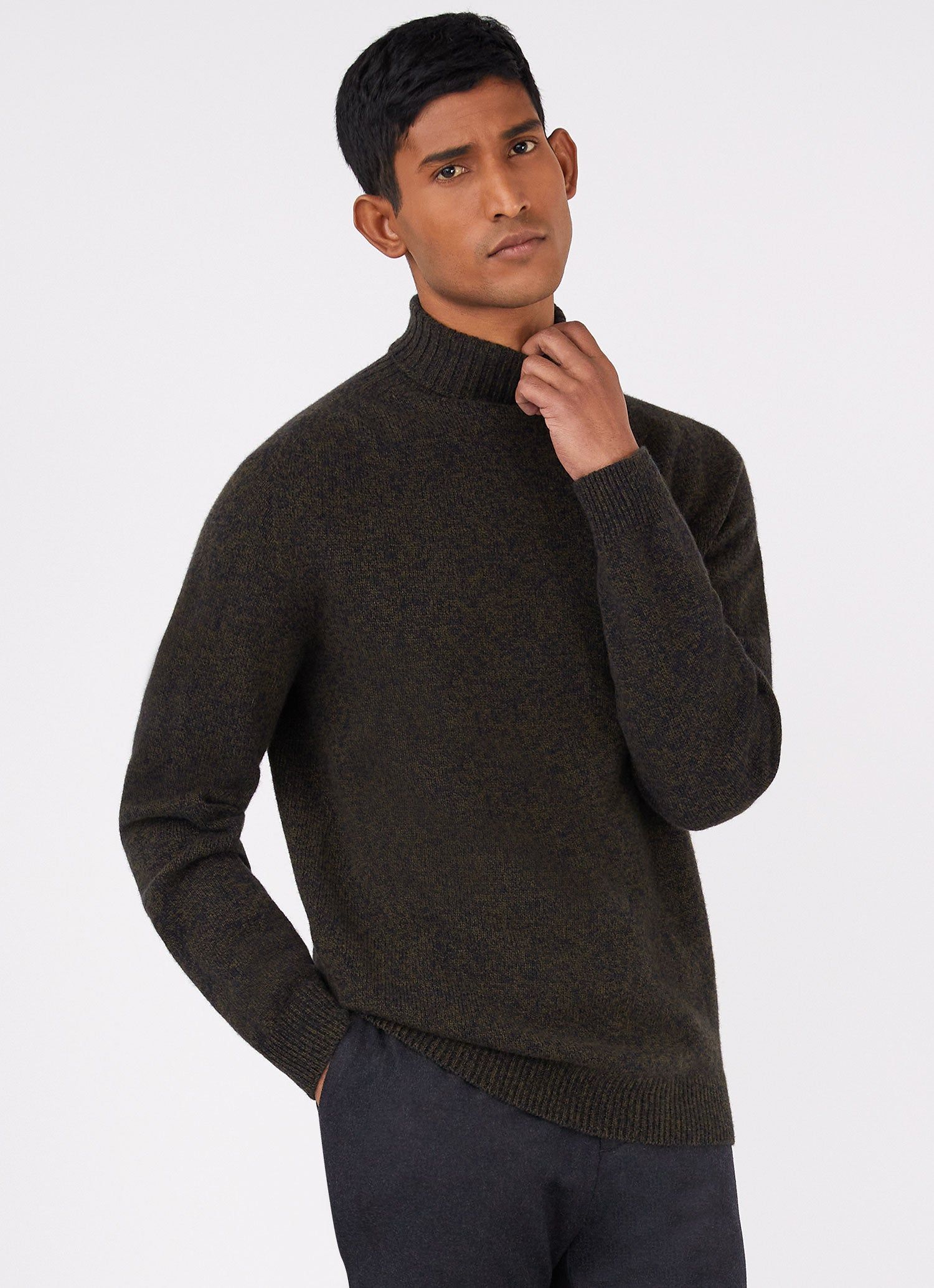 Men's Lambswool Roll Neck in Dark Moss sold by Sunspel product image thumbnail 2