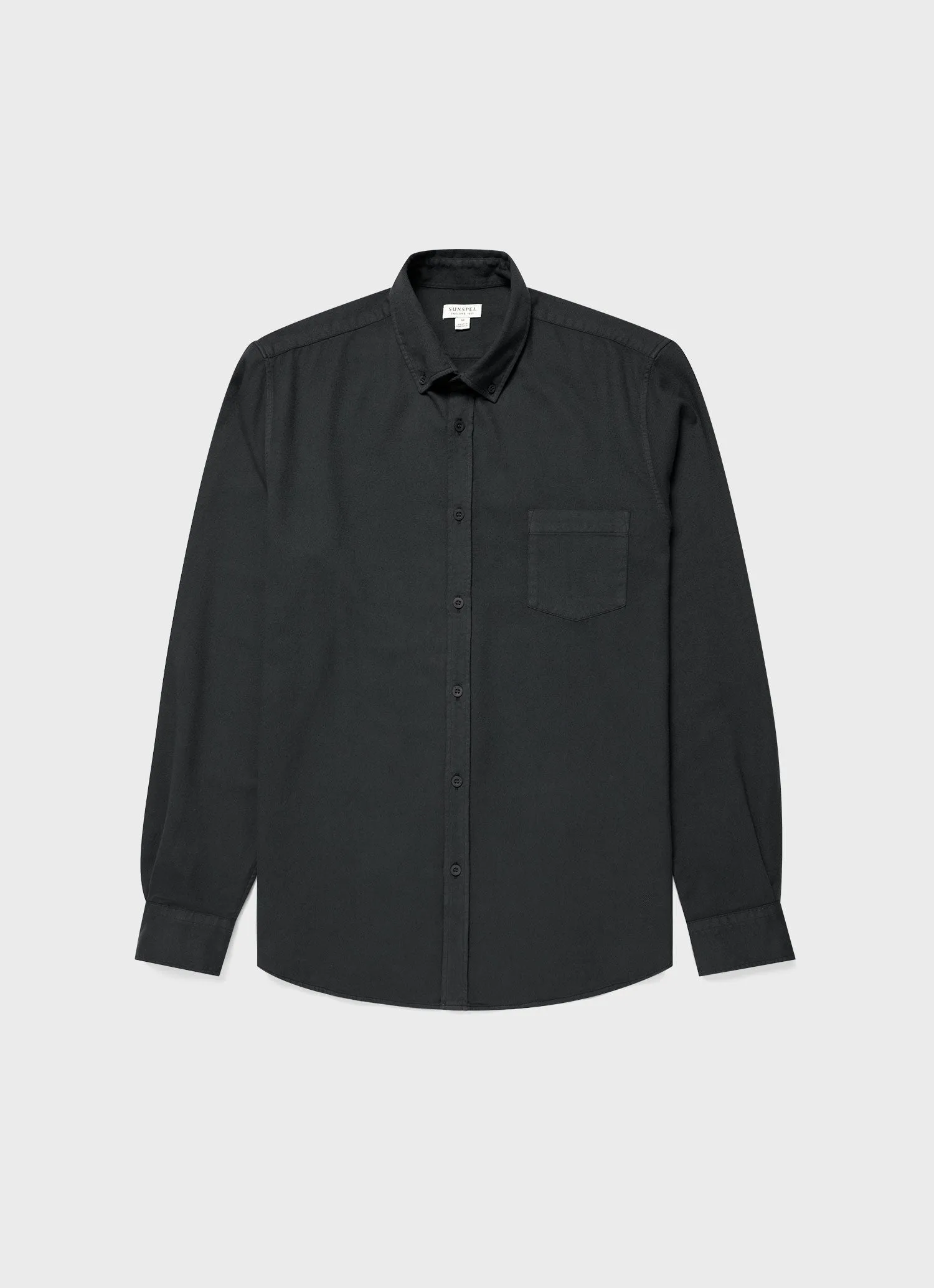 Men's Button Down Flannel Shirt in Anthracite sold by Sunspel