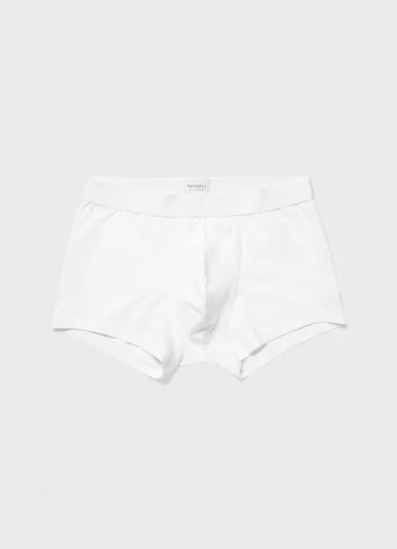 Men's Stretch Cotton Trunks in White in White sold by Sunspel