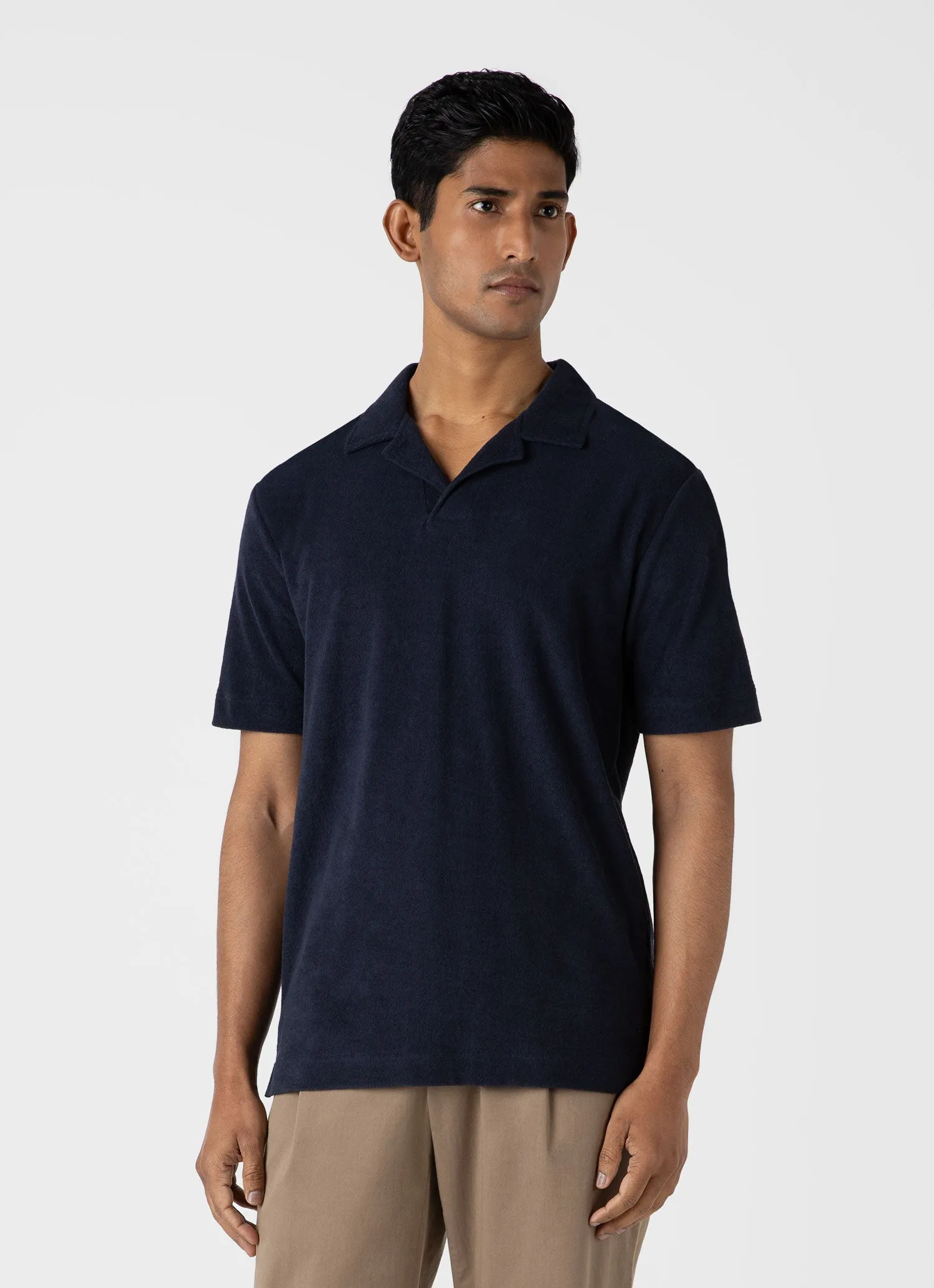 Men's Towelling Polo Shirt in Navy sold by Sunspel product image thumbnail 2