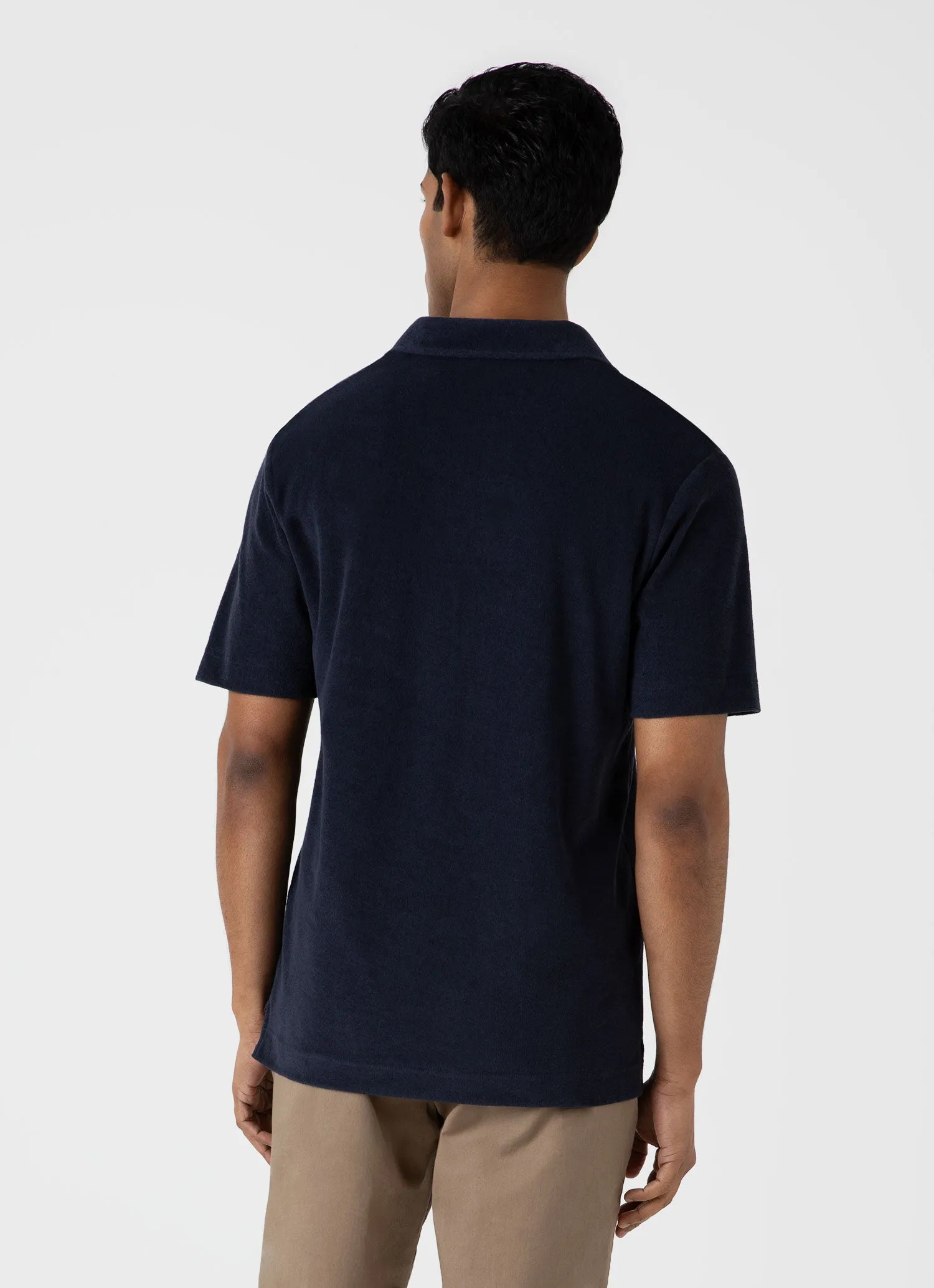 Men's Towelling Polo Shirt in Navy sold by Sunspel product image thumbnail 5