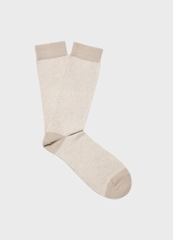 Men's Cotton Socks in Light Sand/Ecru Twist sold by Sunspel
