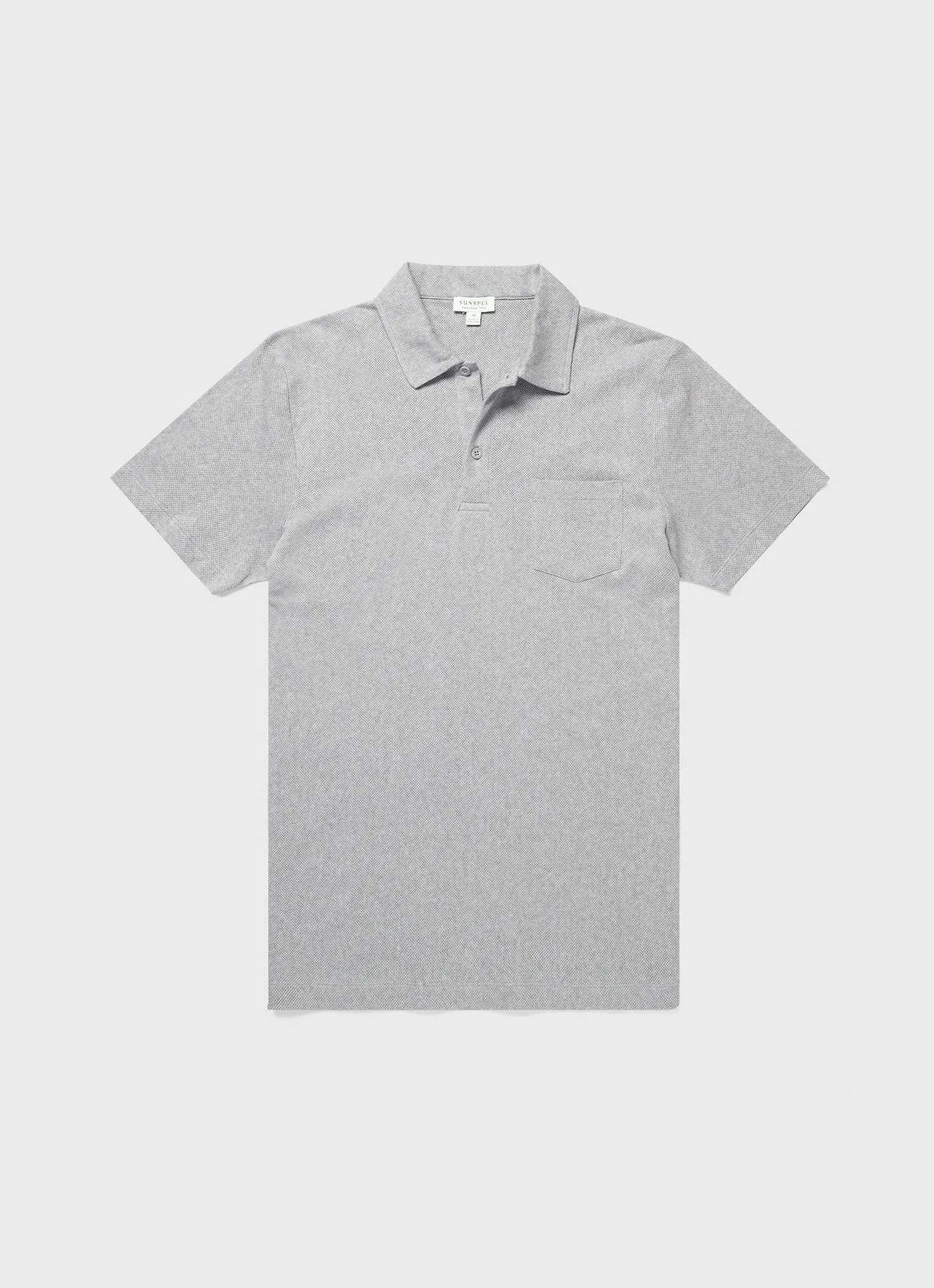 Men's Riviera Polo Shirt in Grey Melange sold by Sunspel