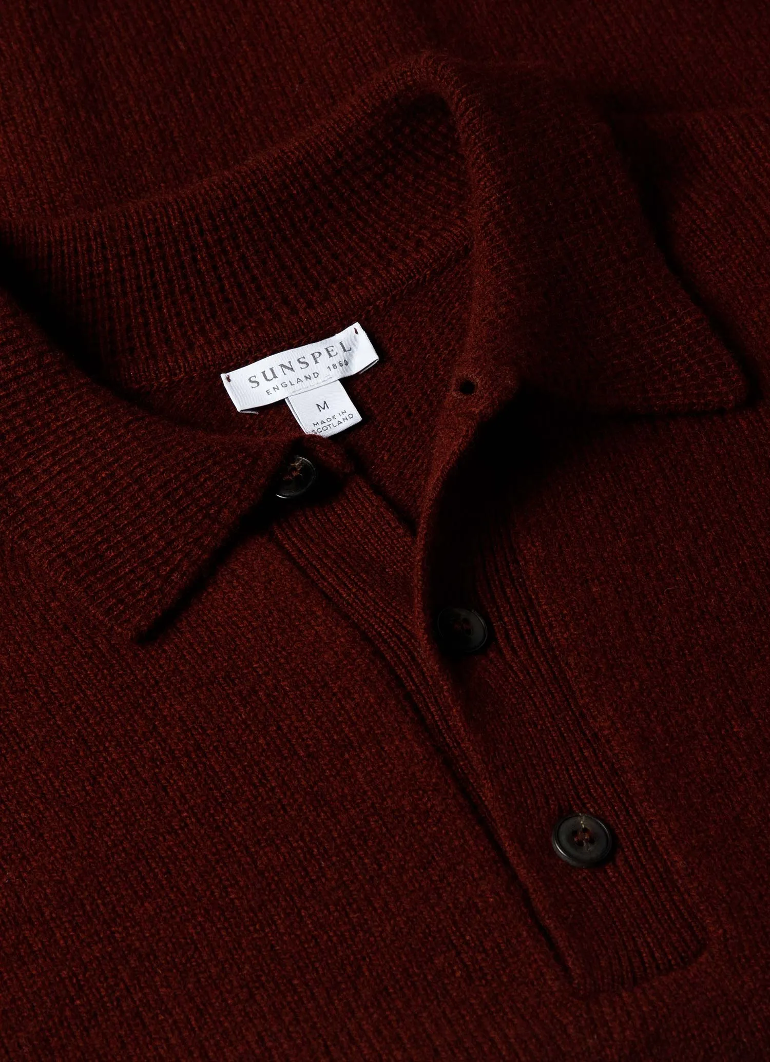 Men's Lambswool Polo Shirt in Maroon sold by Sunspel product image thumbnail 4