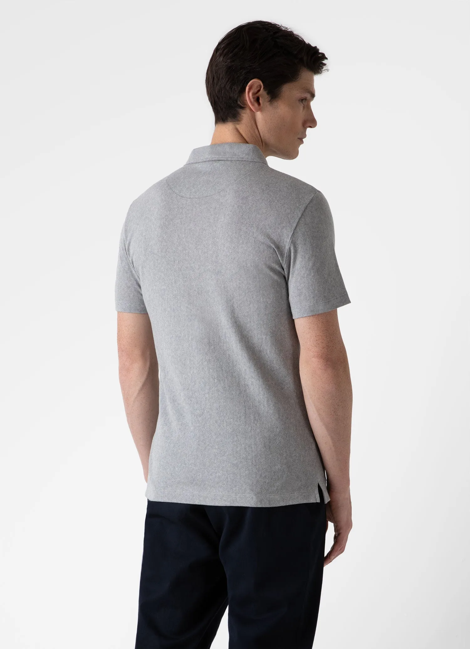 Men's Riviera Polo Shirt in Grey Melange sold by Sunspel product image thumbnail 5