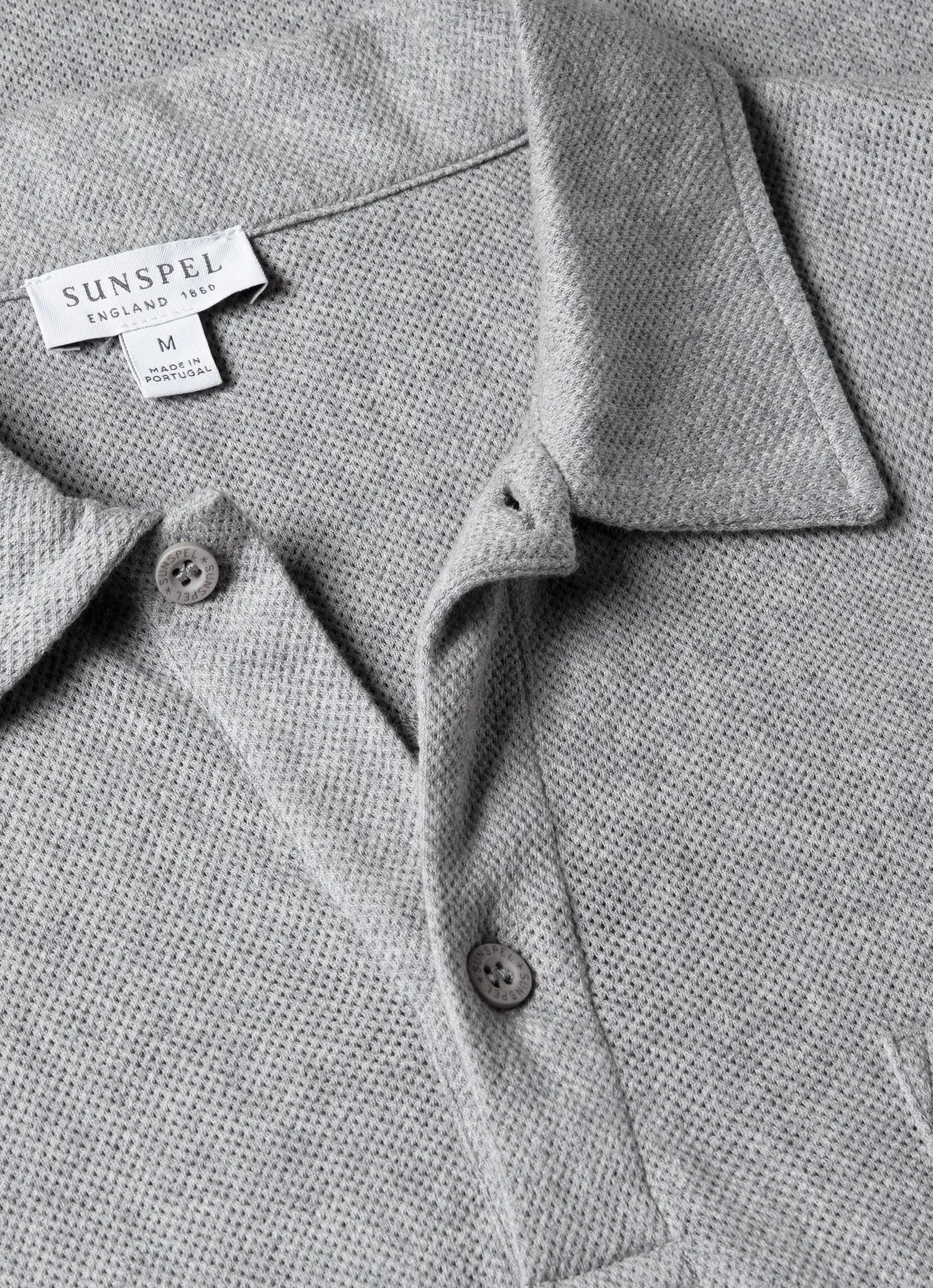 Men's Riviera Polo Shirt in Grey Melange sold by Sunspel product image thumbnail 4