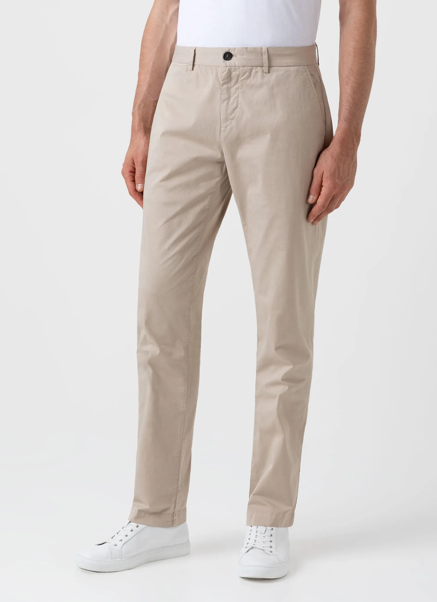 Men's Regular Fit Stretch Chino in Light Stone sold by Sunspel product image thumbnail 3