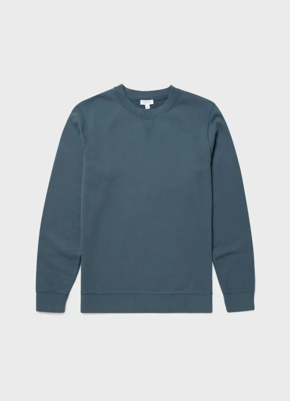 Men's Loopback Sweatshirt in Dark Petrol sold by Sunspel