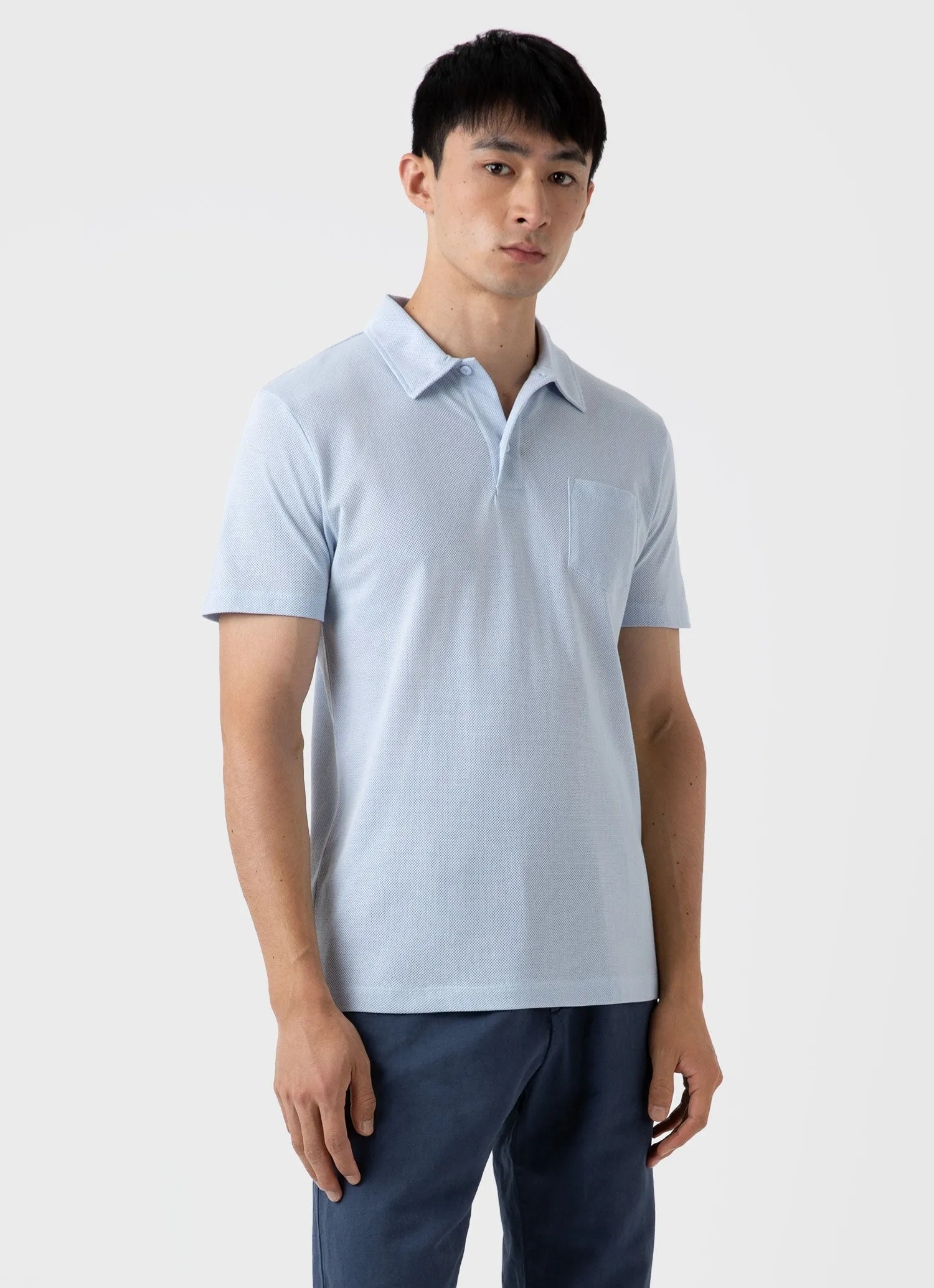 Men's Riviera Polo Shirt in Pastel Blue sold by Sunspel product image thumbnail 2