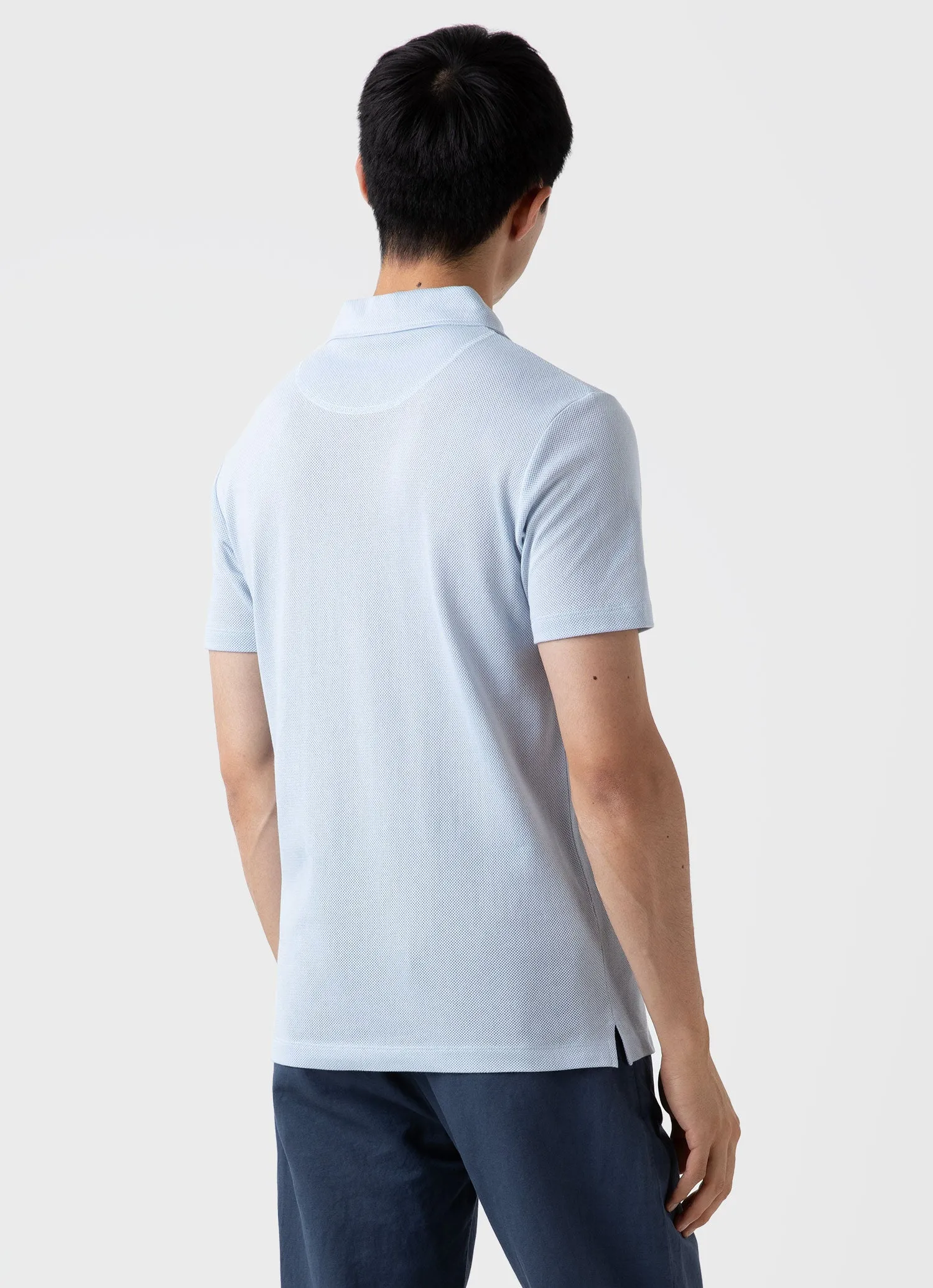 Men's Riviera Polo Shirt in Pastel Blue sold by Sunspel product image thumbnail 4