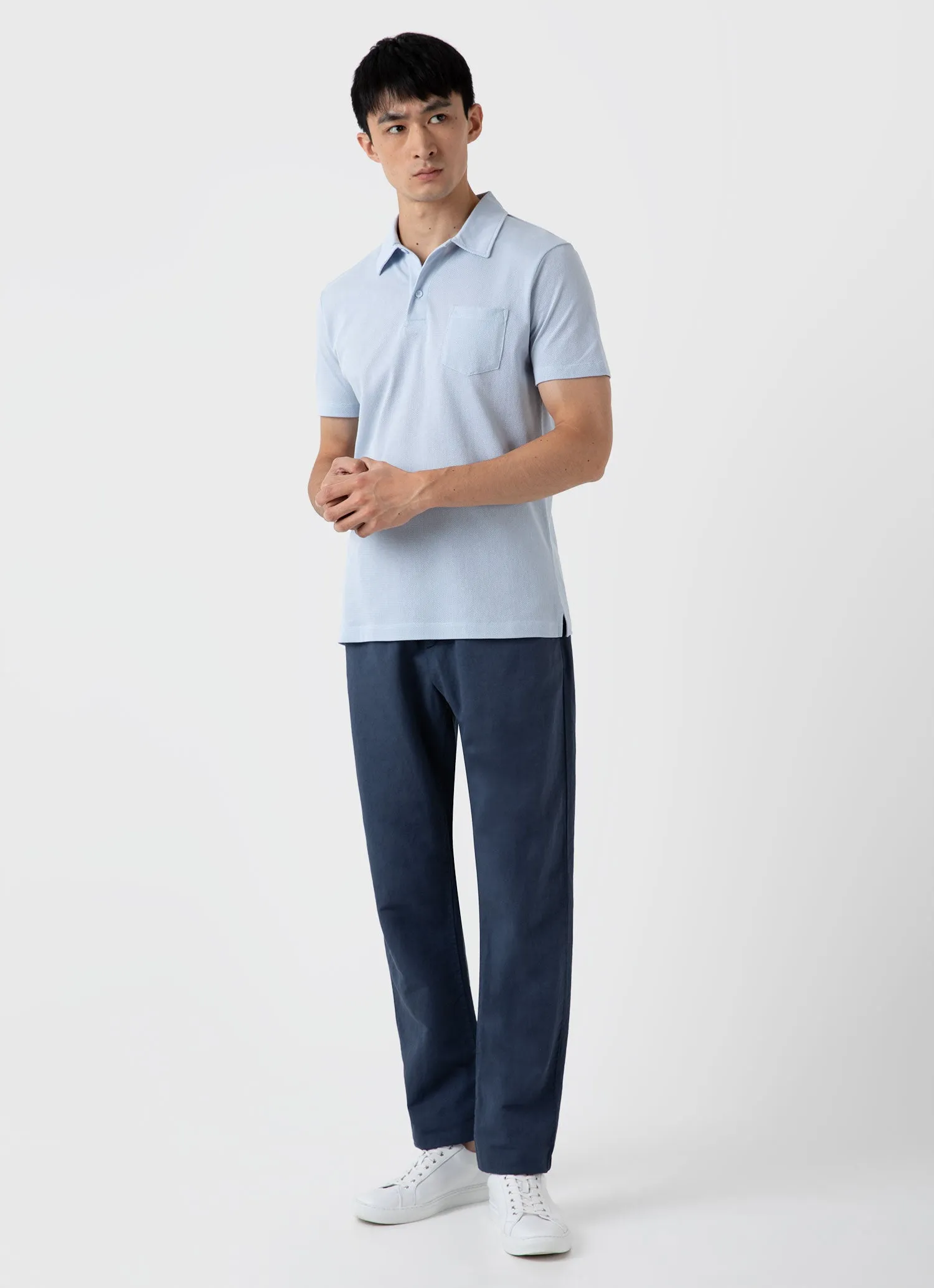 Men's Riviera Polo Shirt in Pastel Blue sold by Sunspel product image thumbnail 3