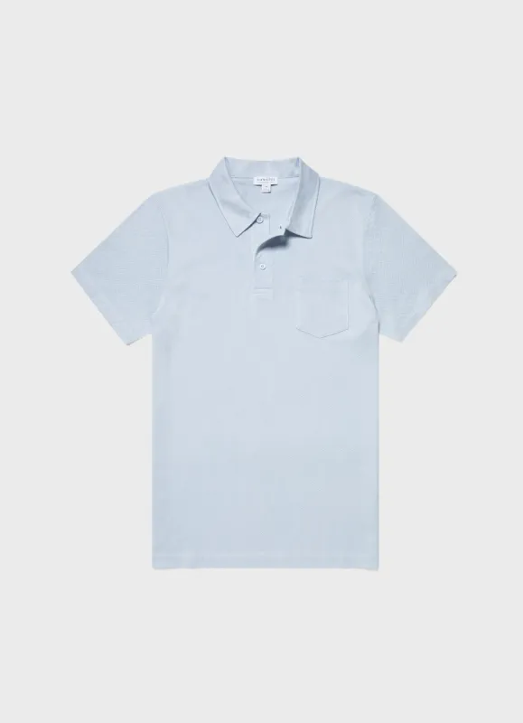 Men's Riviera Polo Shirt in Pastel Blue sold by Sunspel