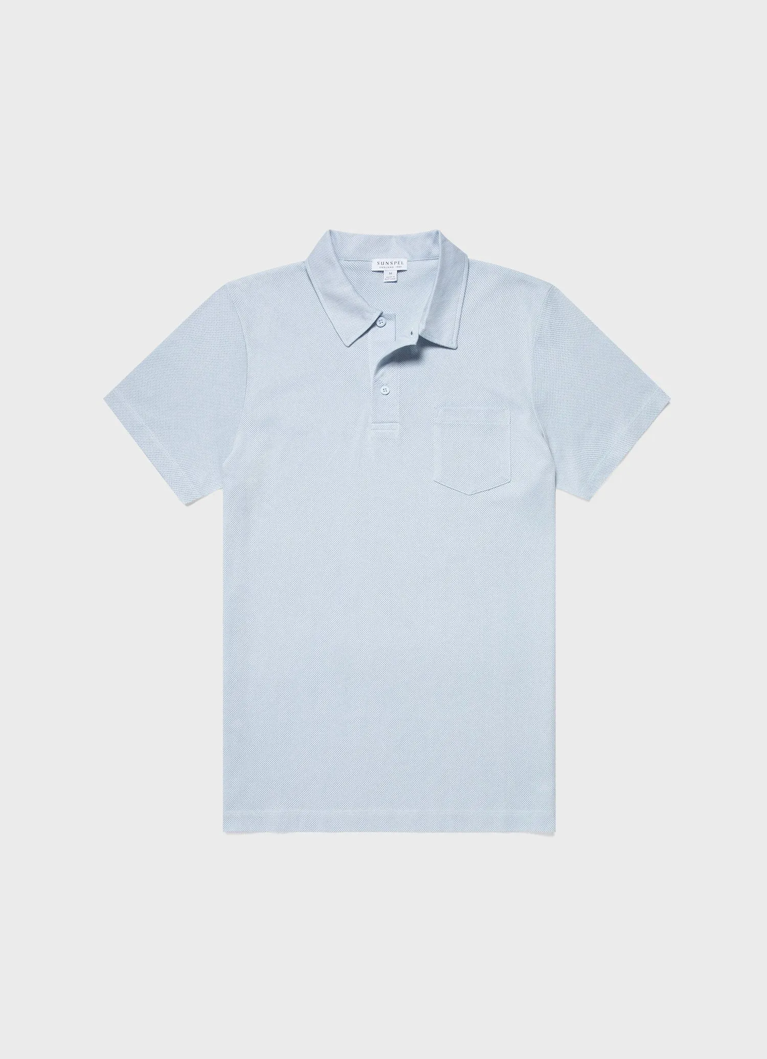 Men's Riviera Polo Shirt in Pastel Blue sold by Sunspel