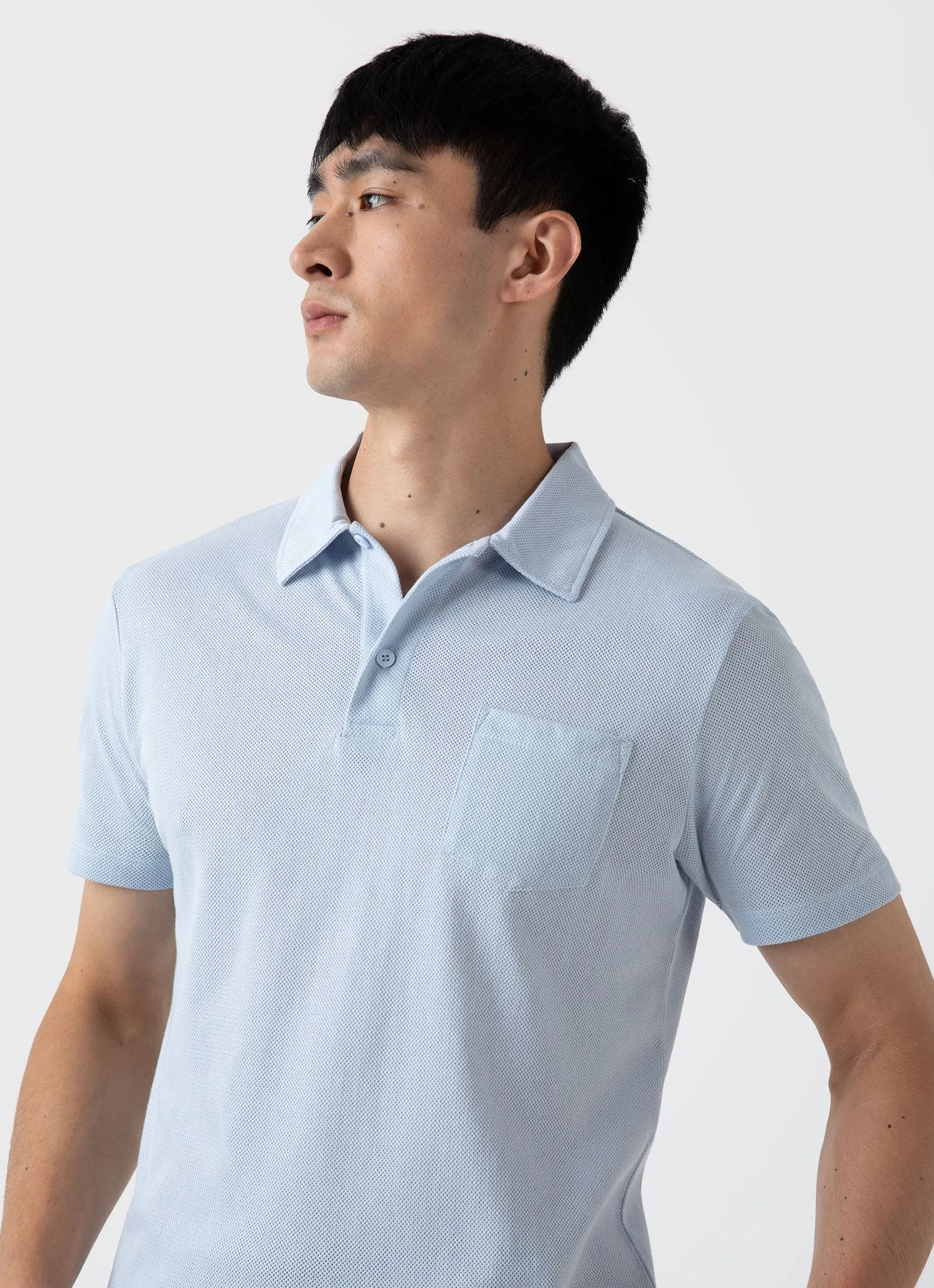Men's Riviera Polo Shirt in Pastel Blue sold by Sunspel product image thumbnail 5